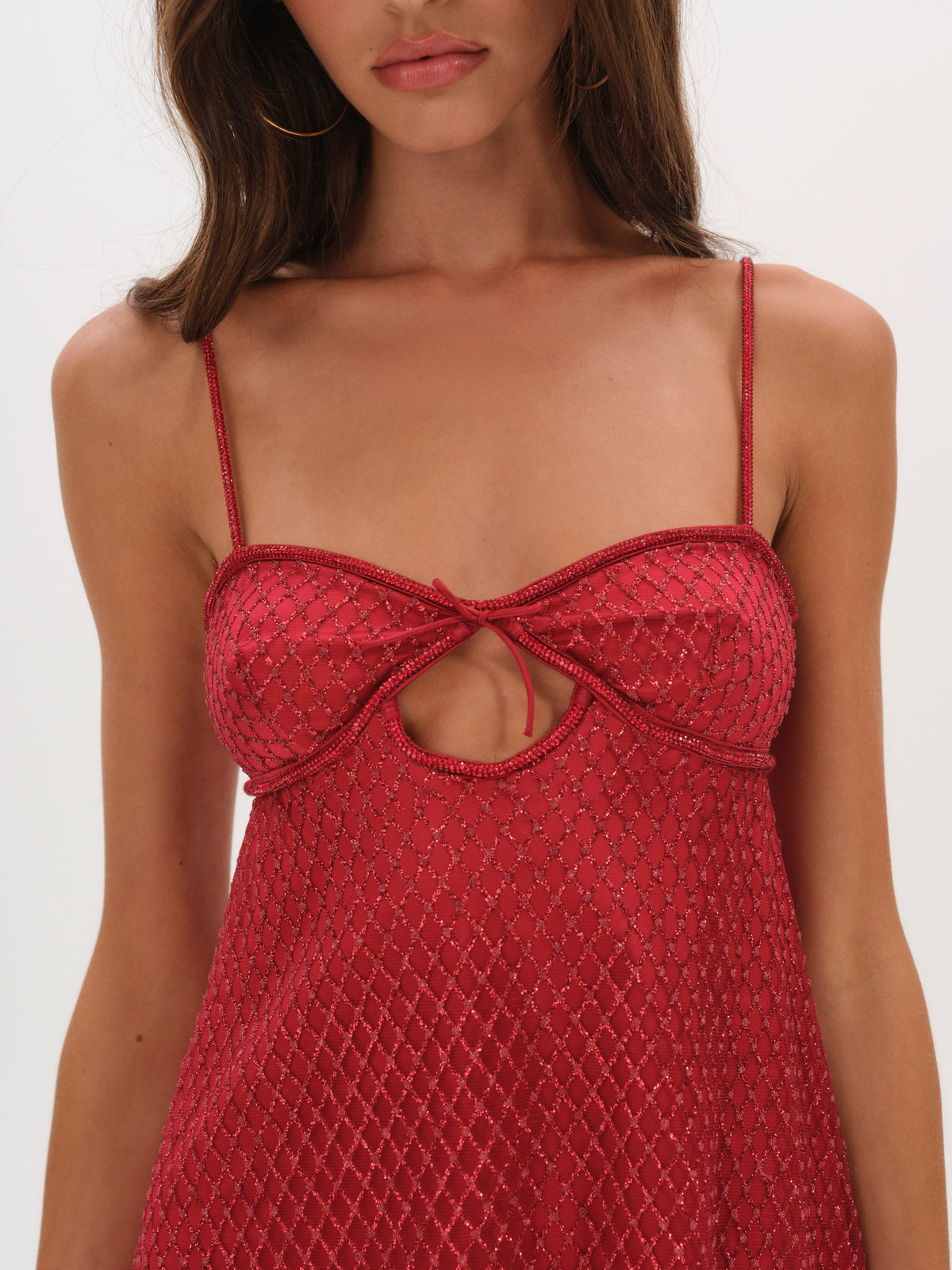 Glitter Slip Dress - Red