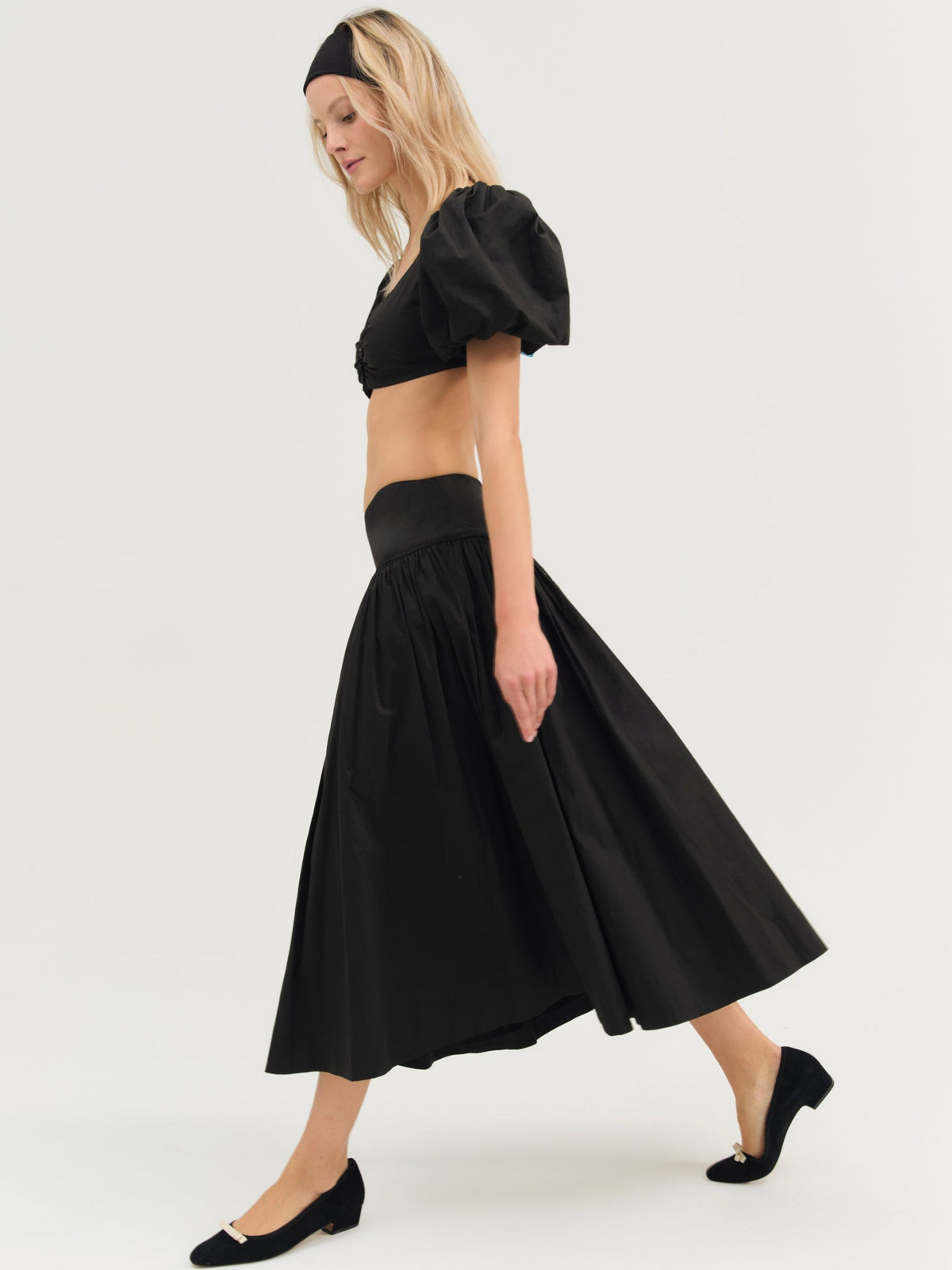 Helena Poplin Midi Skirt - Black
