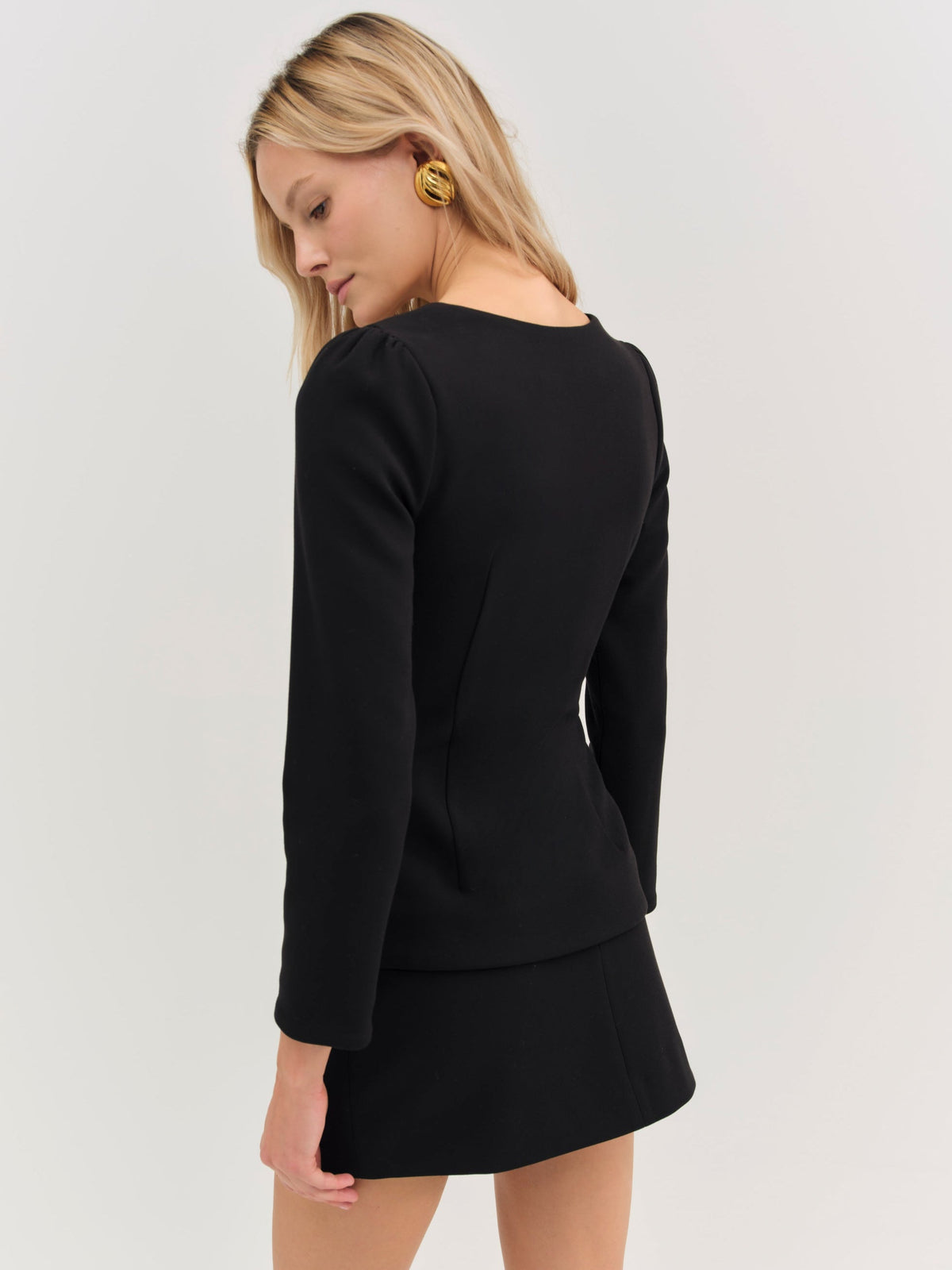Josie Scoop Neck Blazer - Black