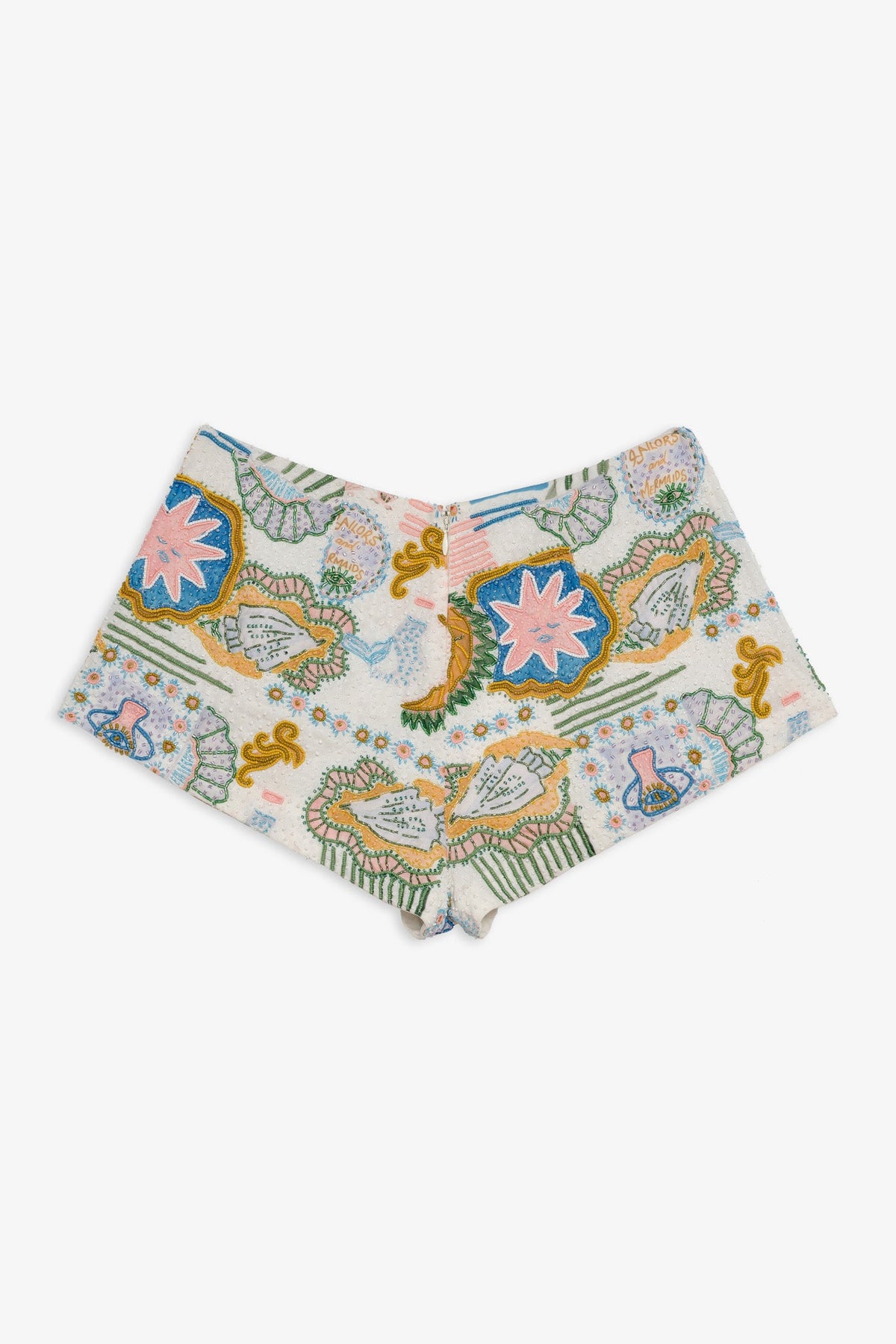 Tide Pool Beaded Shorts - White Green