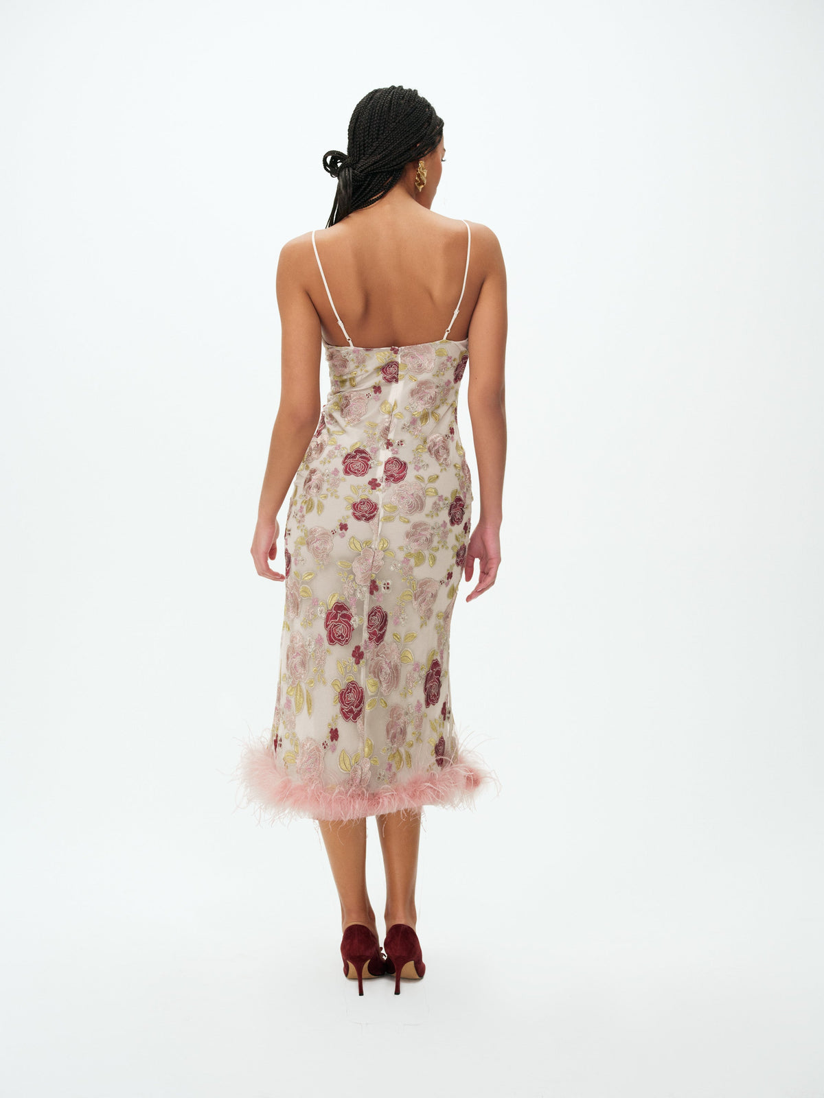 Josephine Floral Midi Dress - Dusty Rose