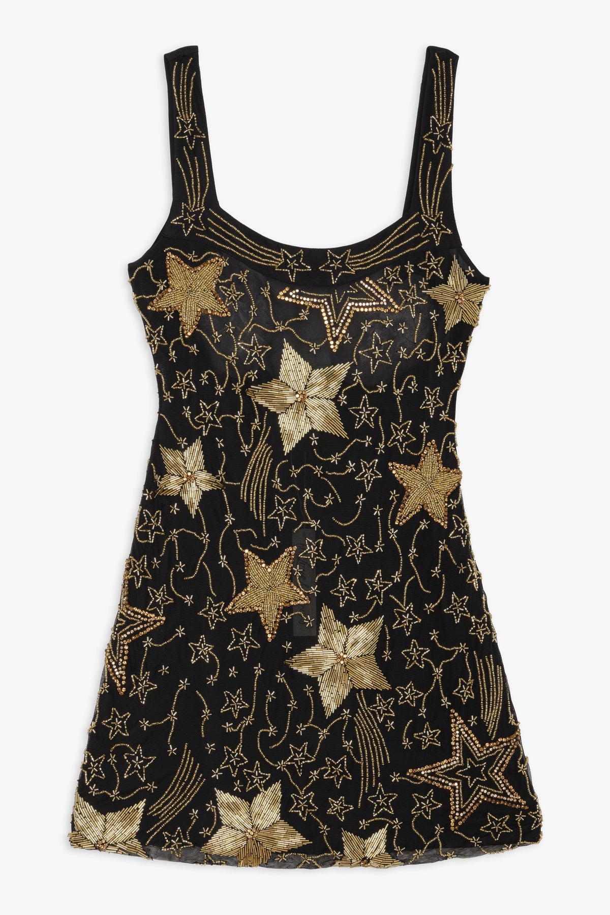 Shooting Stars Beaded Mini Dress - Black