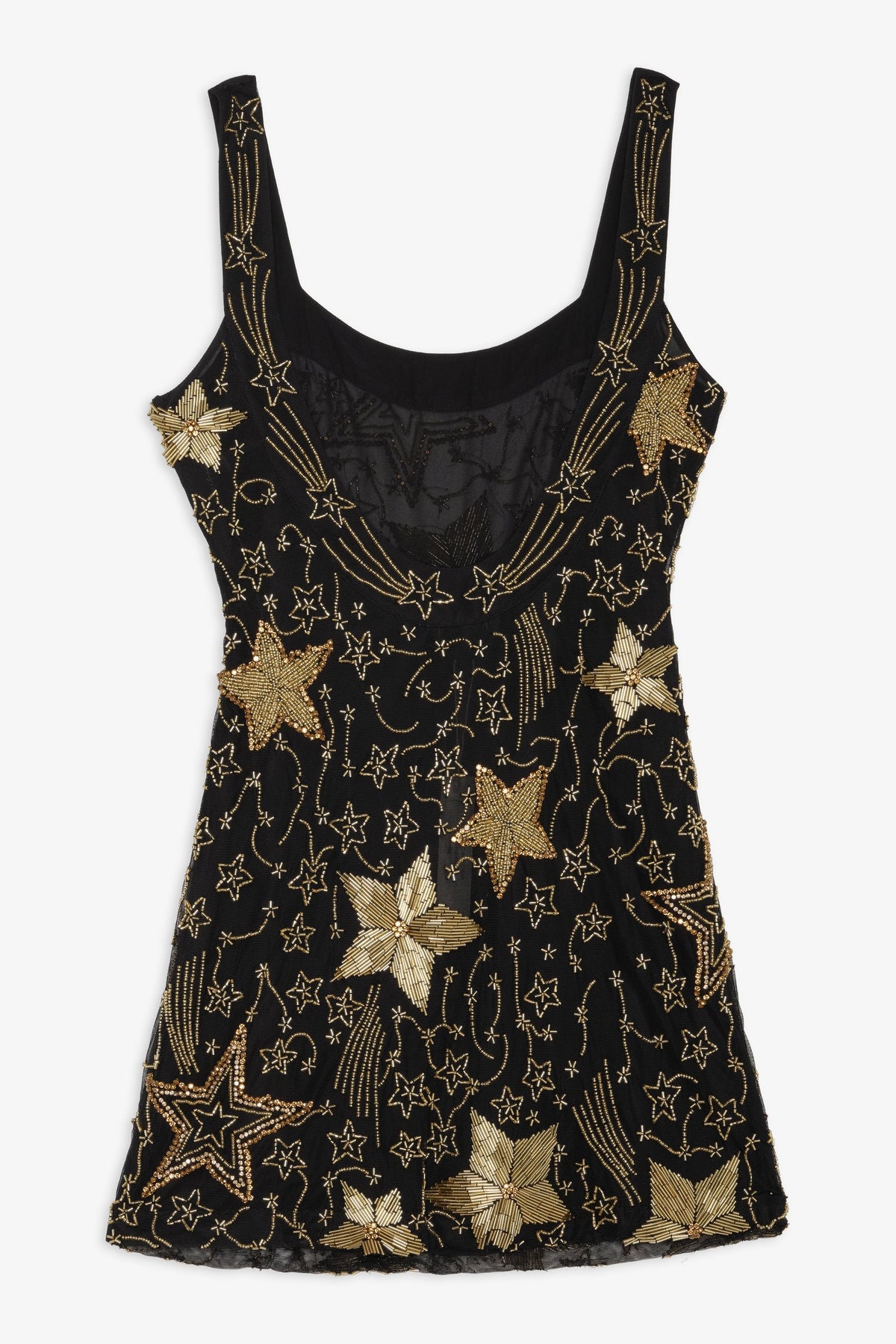 Shooting Stars Beaded Mini Dress - Black