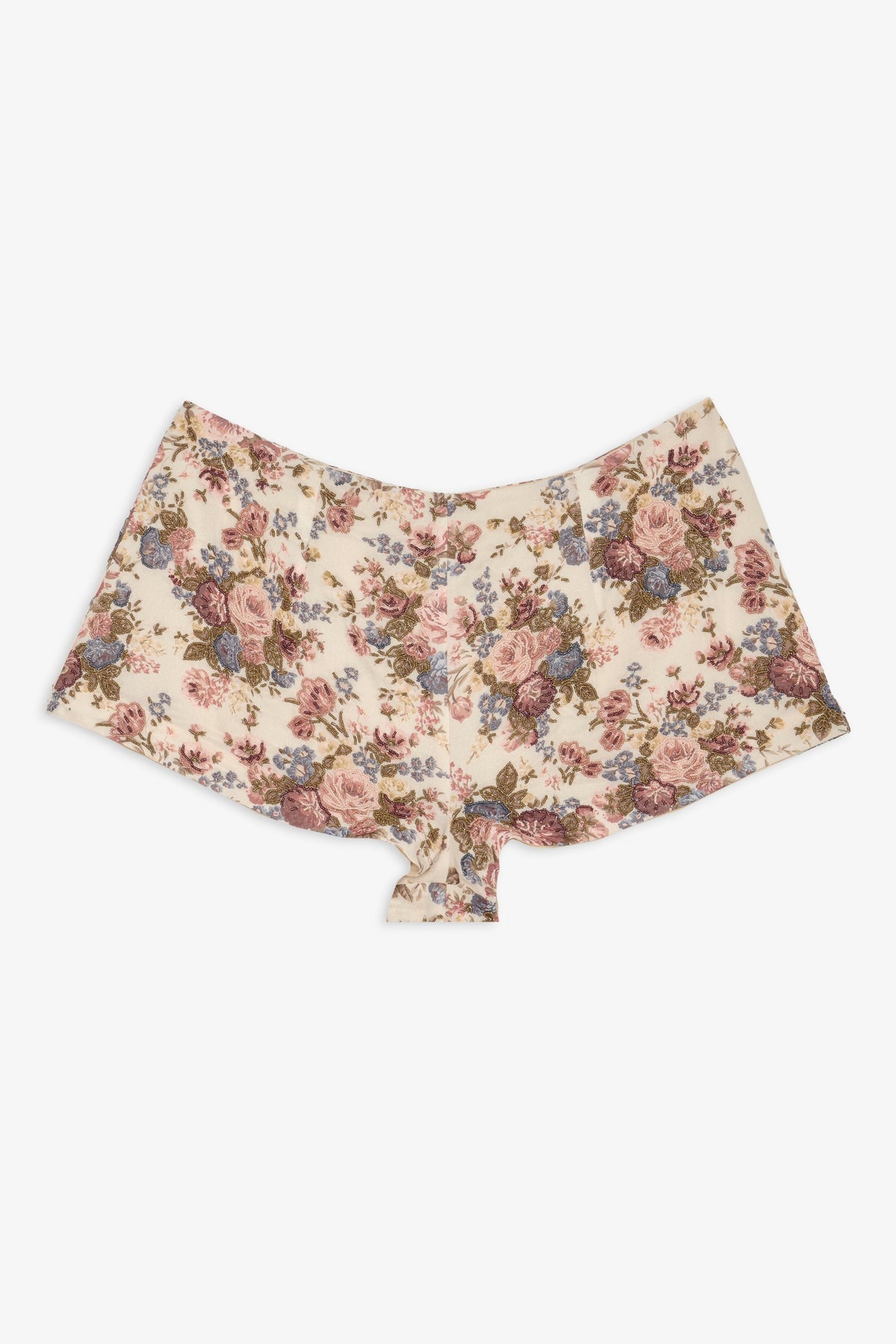 Betsy Floral Beaded Shorts - Cream Brown