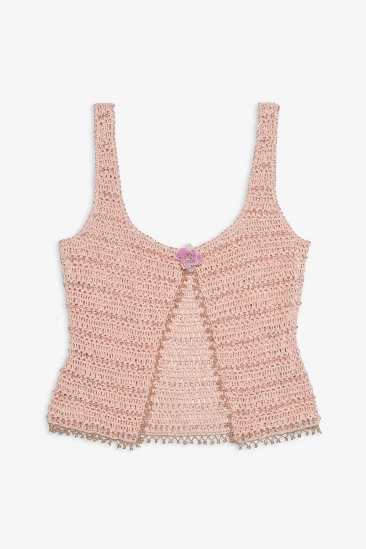 Lulu Beaded Tank Top - Pink