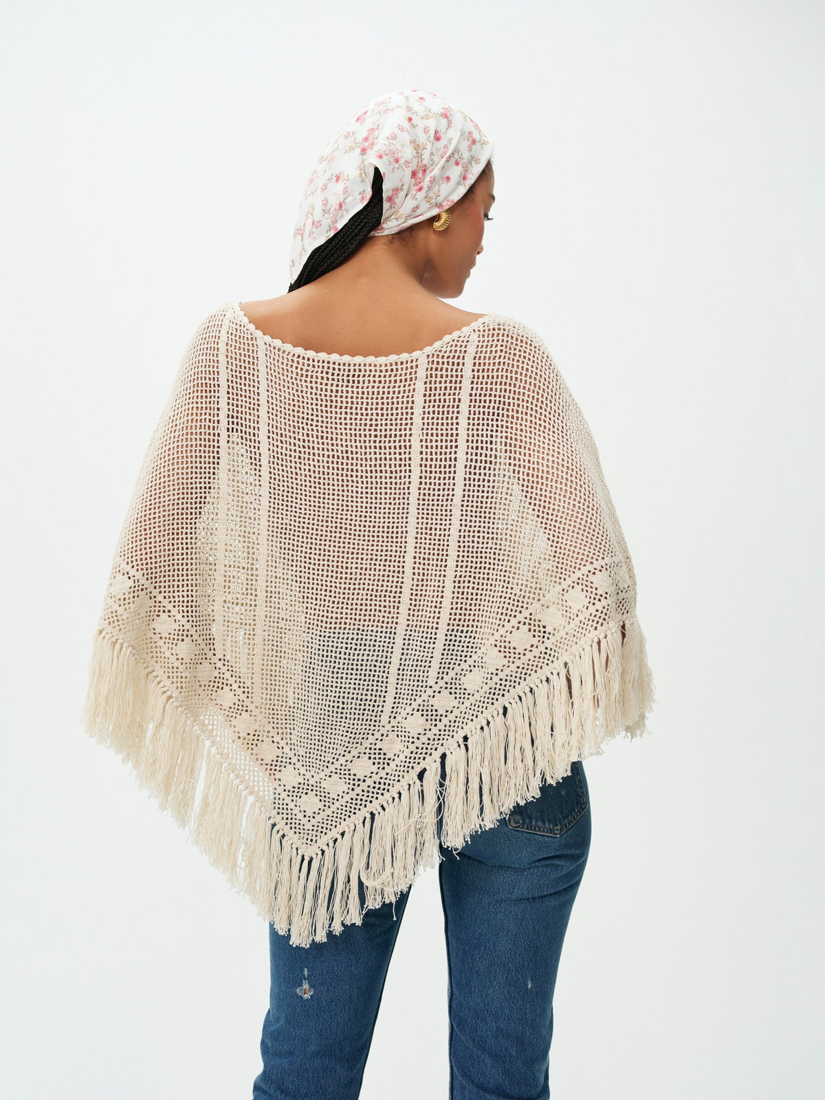 Rosewood Crochet Poncho - Vintage Tan