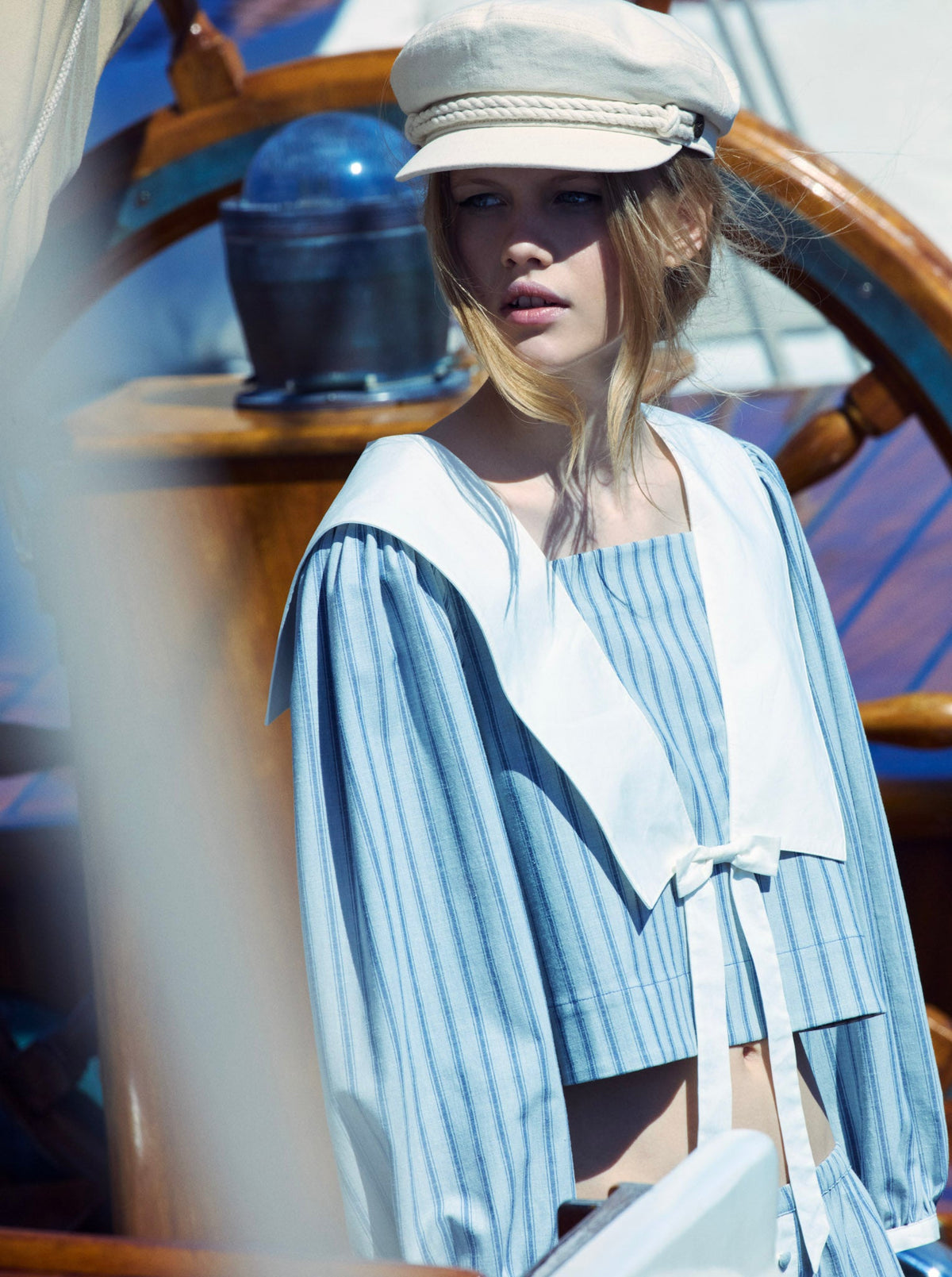 Linen Stripe Top - Blue