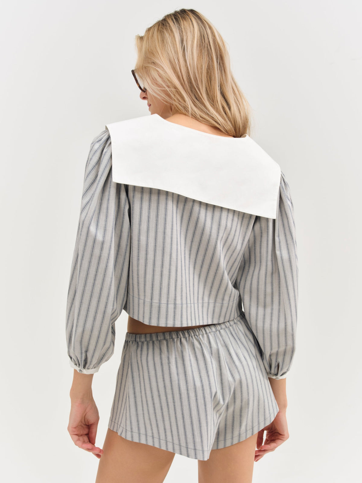 Linen Stripe Top - Blue