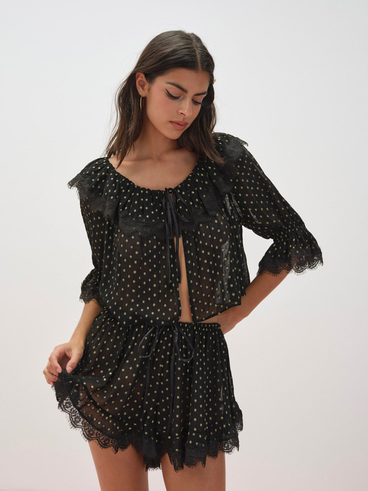 Liz Lurex Dot Top - Black