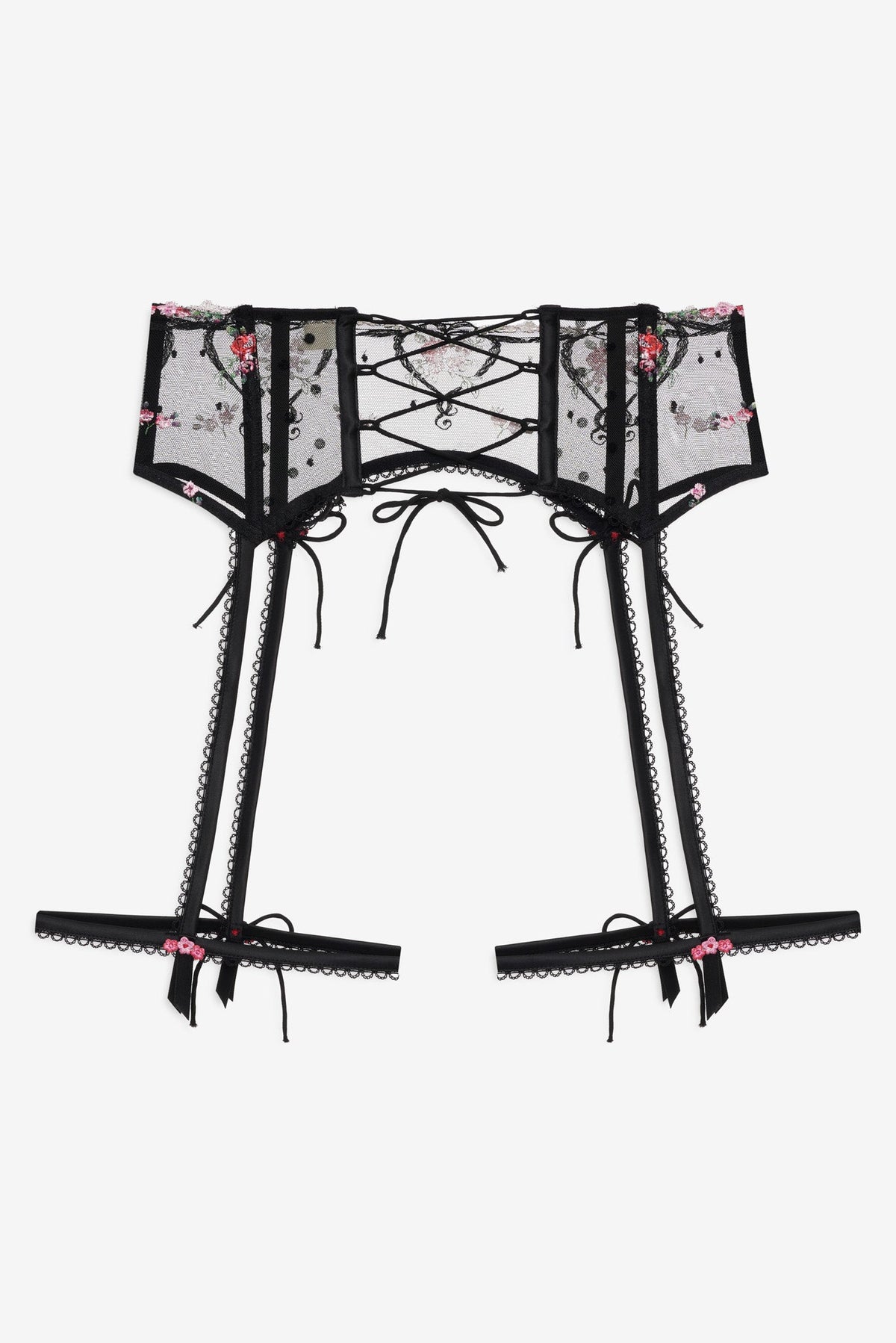 Lovestruck Bows Garter Belt - Black