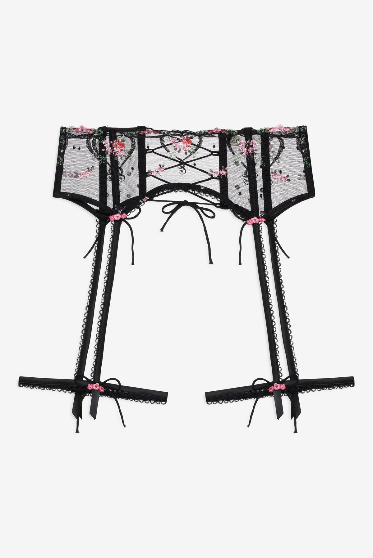 Lovestruck Bows Garter Belt - Black