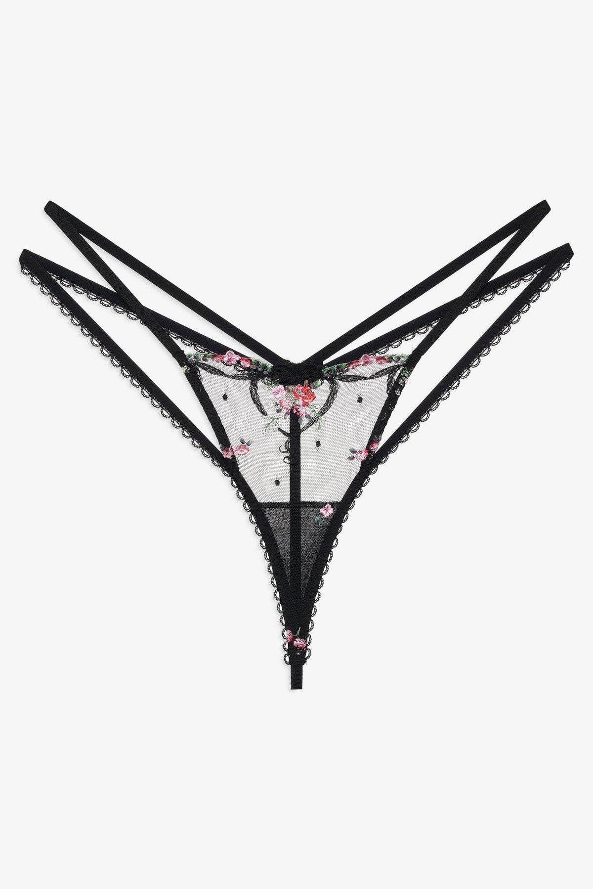 Lovestruck Bows Thong Panty - Black