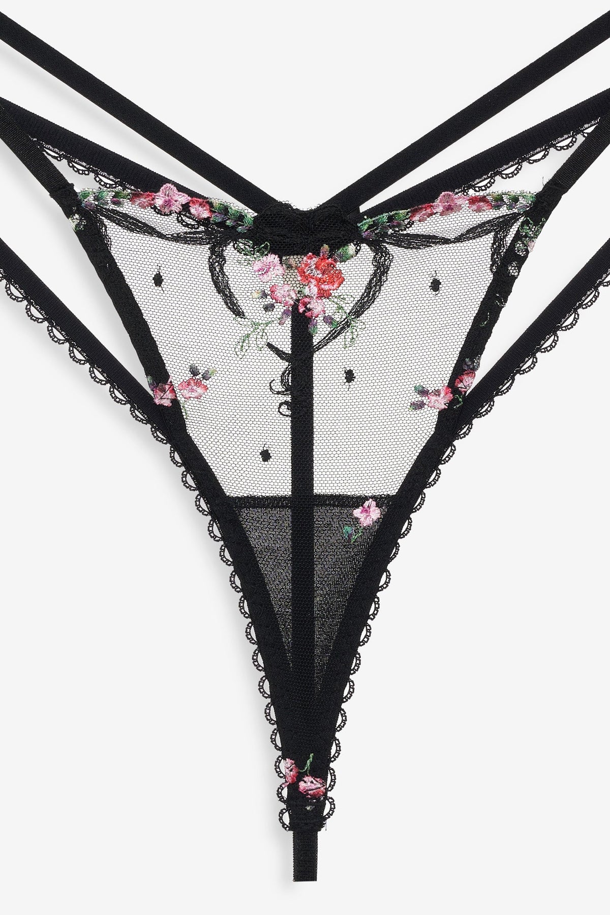Lovestruck Bows Thong Panty - Black