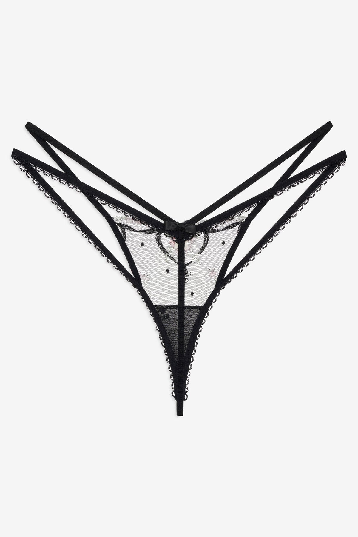 Lovestruck Bows Thong Panty - Black