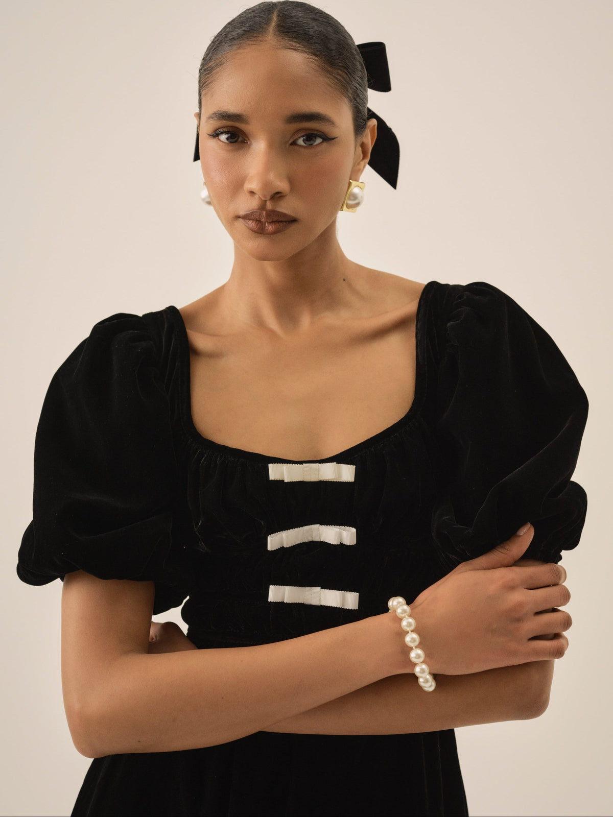 Marta Velvet Mini Dress - Black