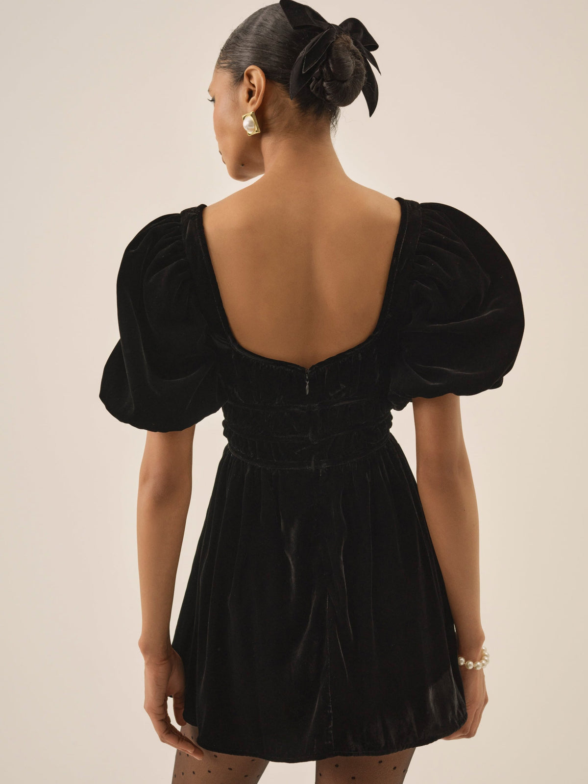 Marta Velvet Mini Dress - Black