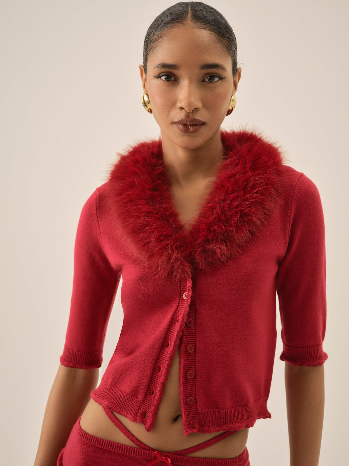 Maura Knit Cardigan - Red