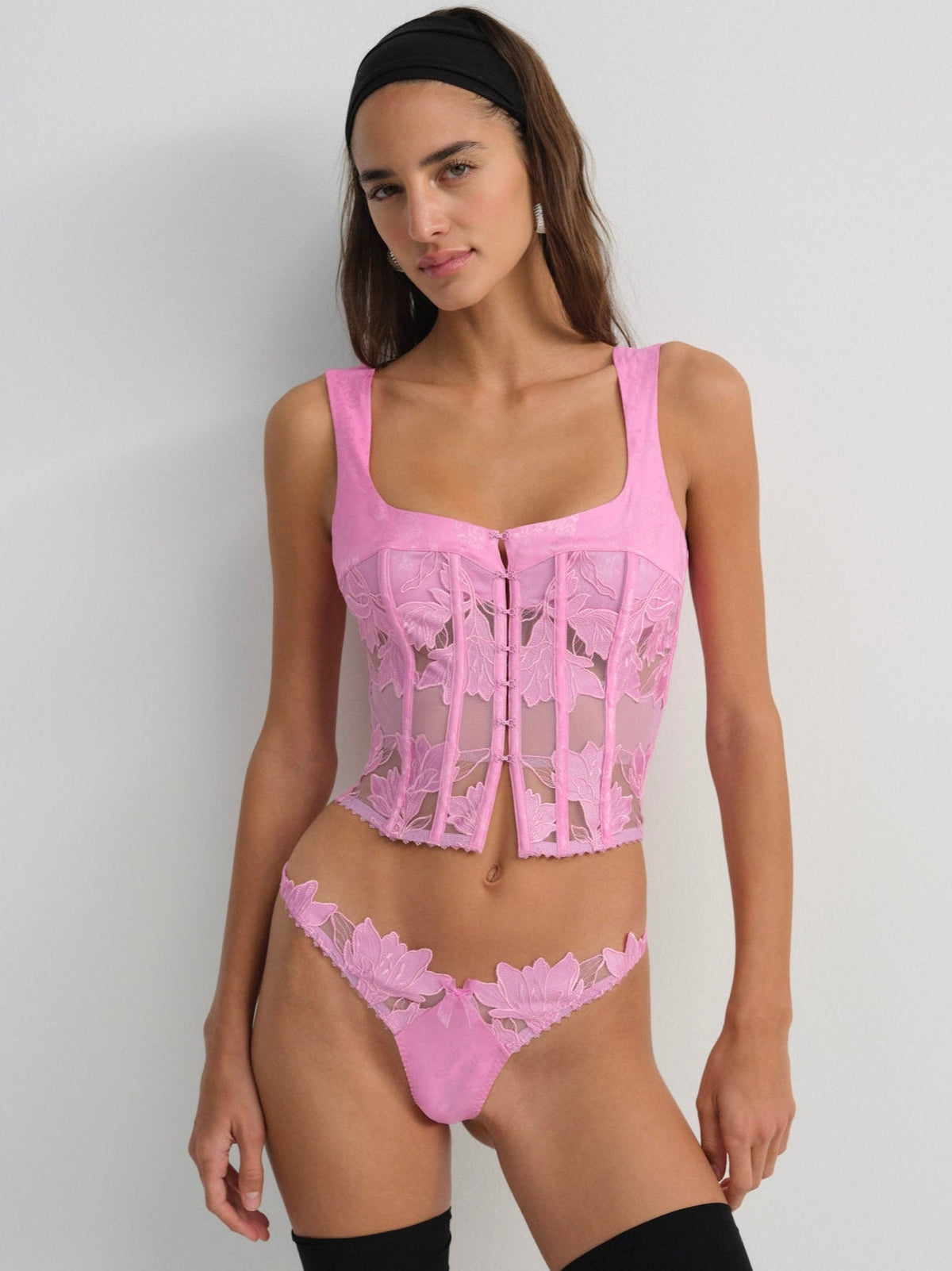 Maye Embroidered Bustier - Pink