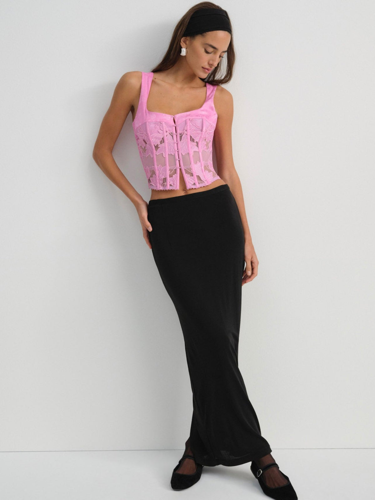 Maye Embroidered Bustier - Pink