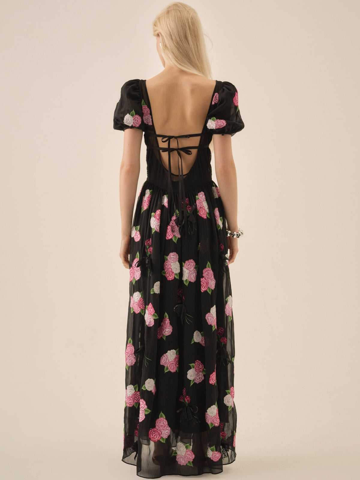 Midnight Garden Maxi Dress - Black