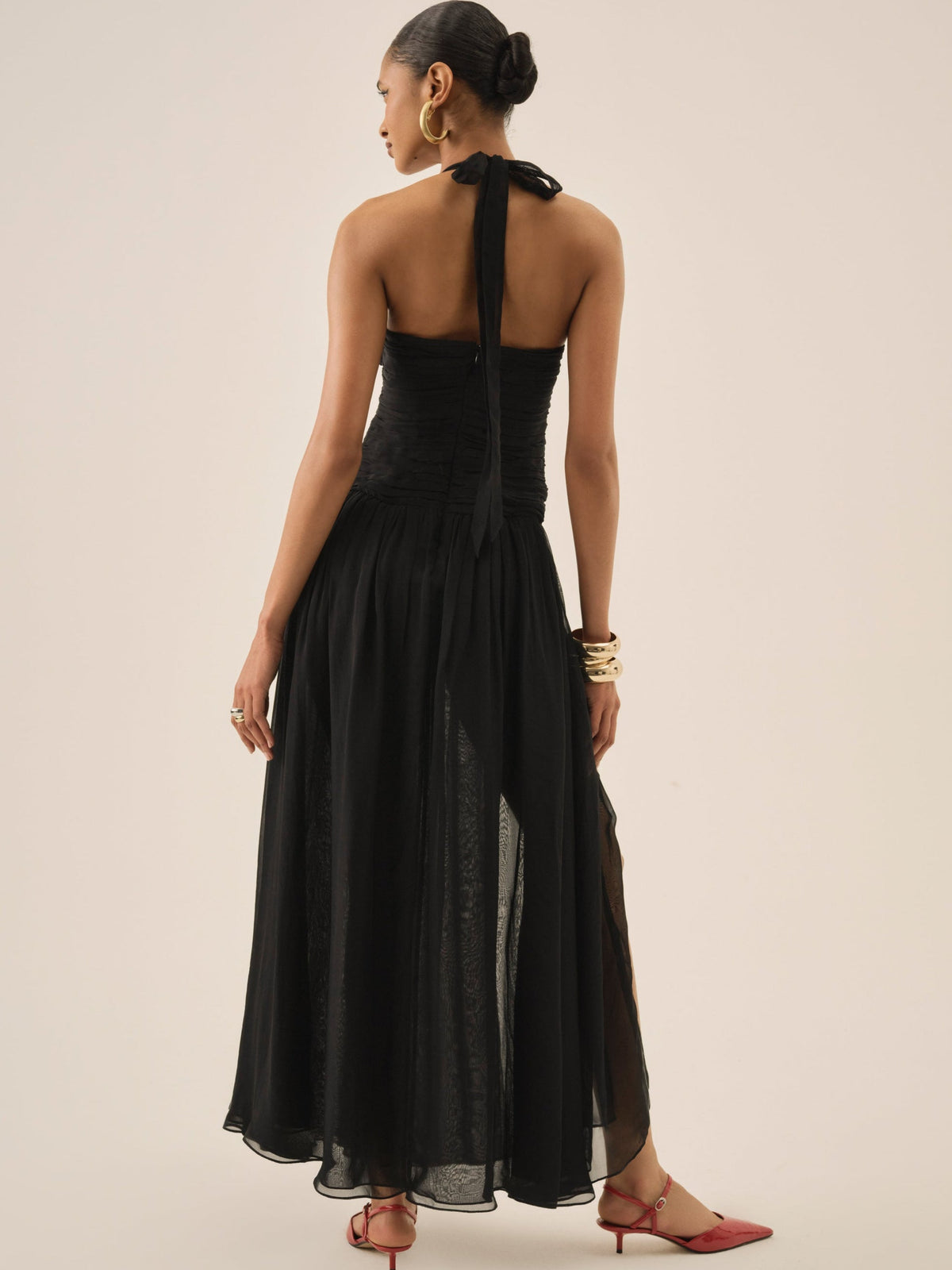 Ophelie Organza Maxi Dress - Black