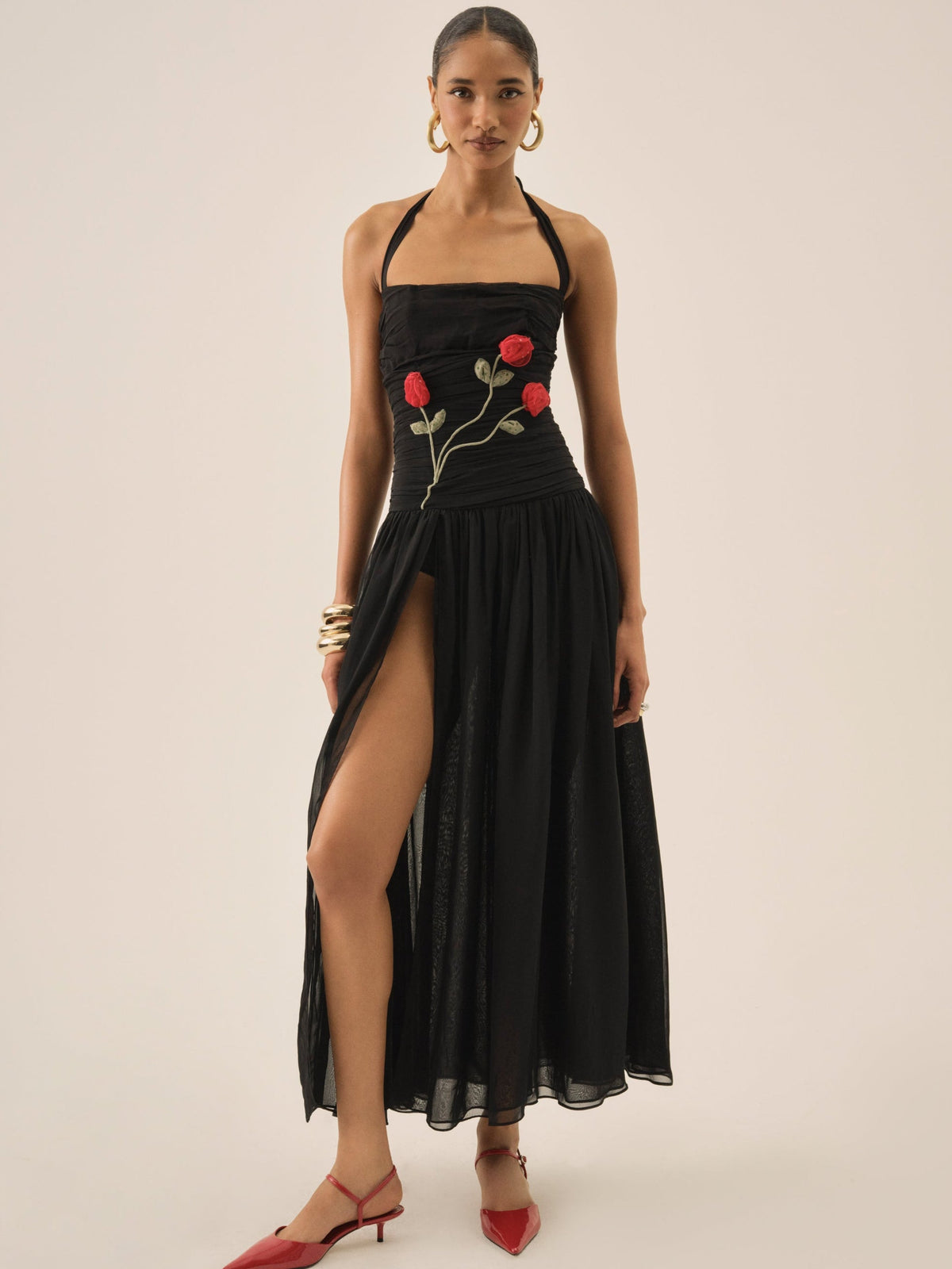 Ophelie Organza Maxi Dress - Black