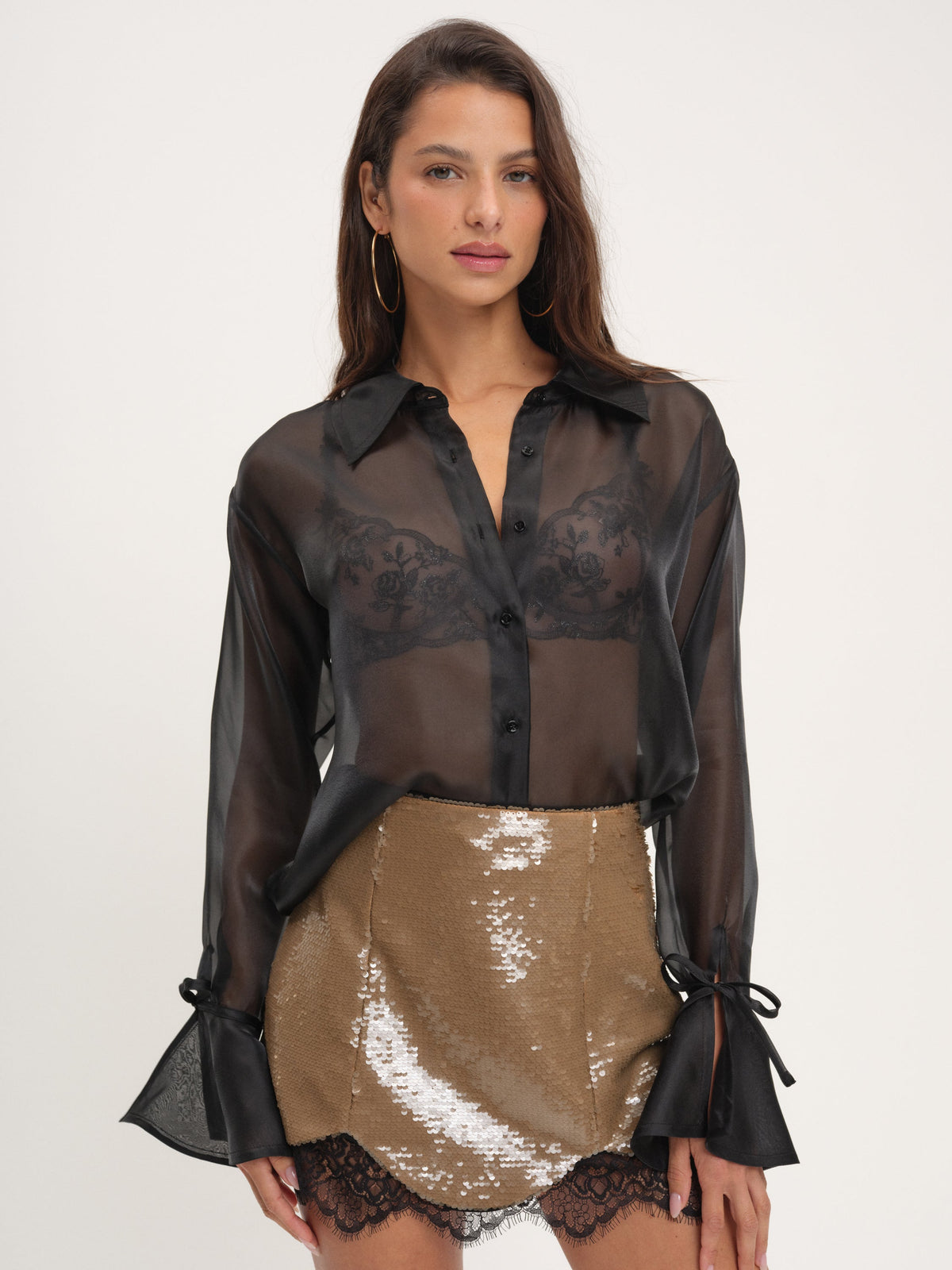 Sylvie Sequin Mini Skirt - Brown