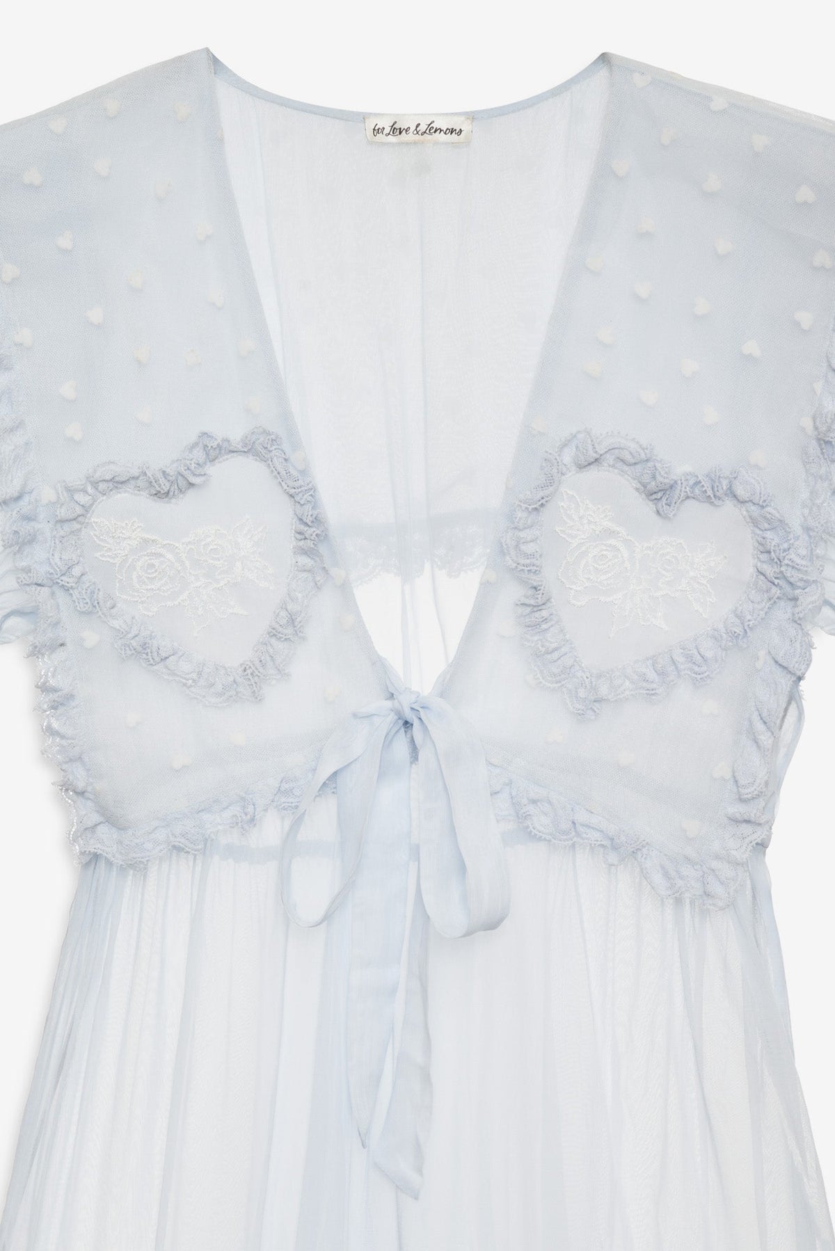 Organza Hearts Babydoll Slip Dress - Baby Blue