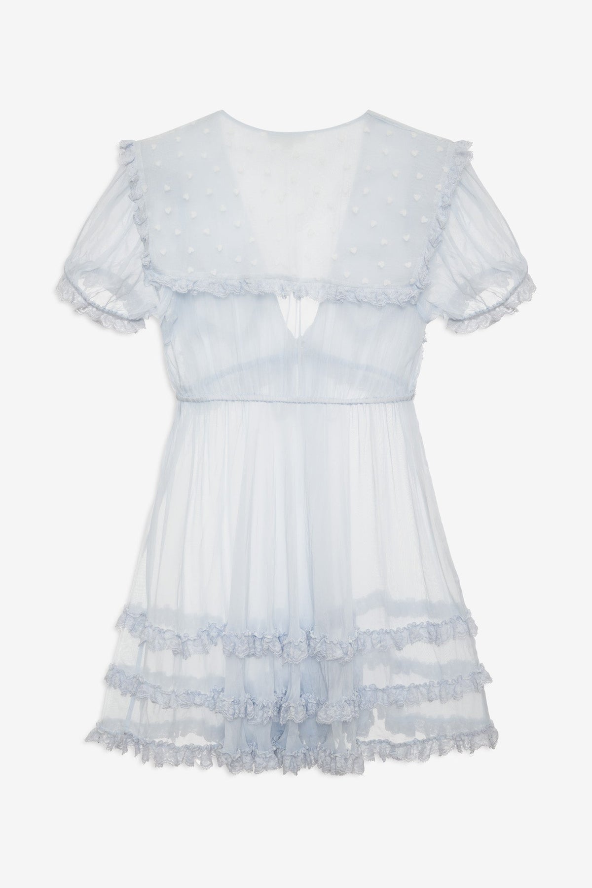 Organza Hearts Babydoll Slip Dress - Baby Blue