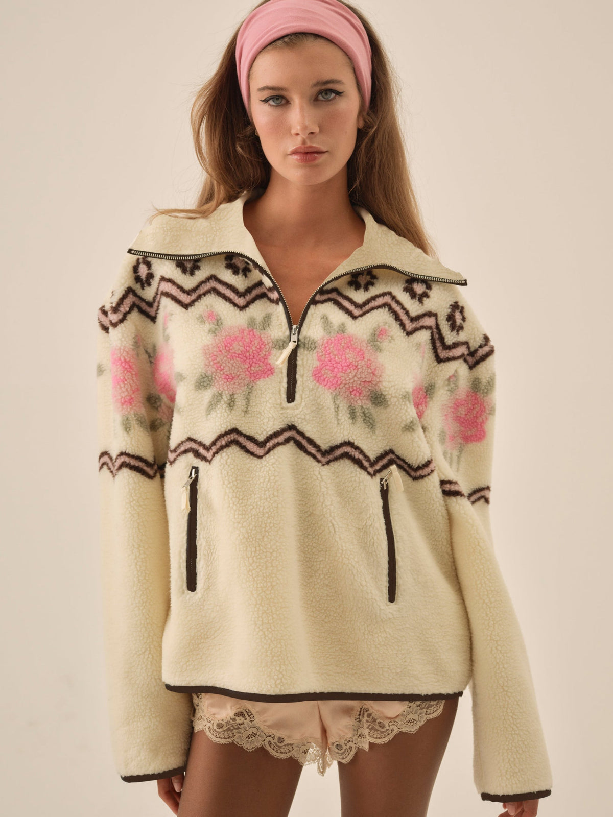 Posey Sherpa Pullover - White
