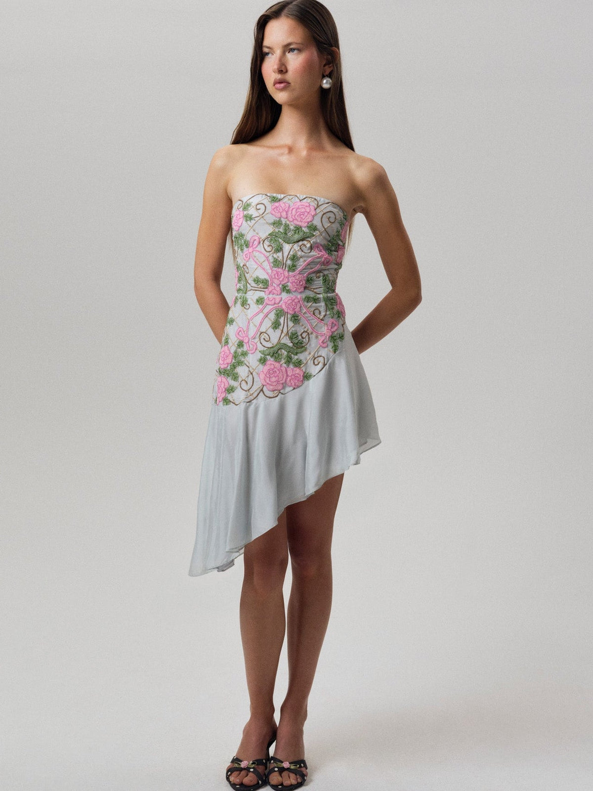 Rosie Bow Midi Dress - Blue