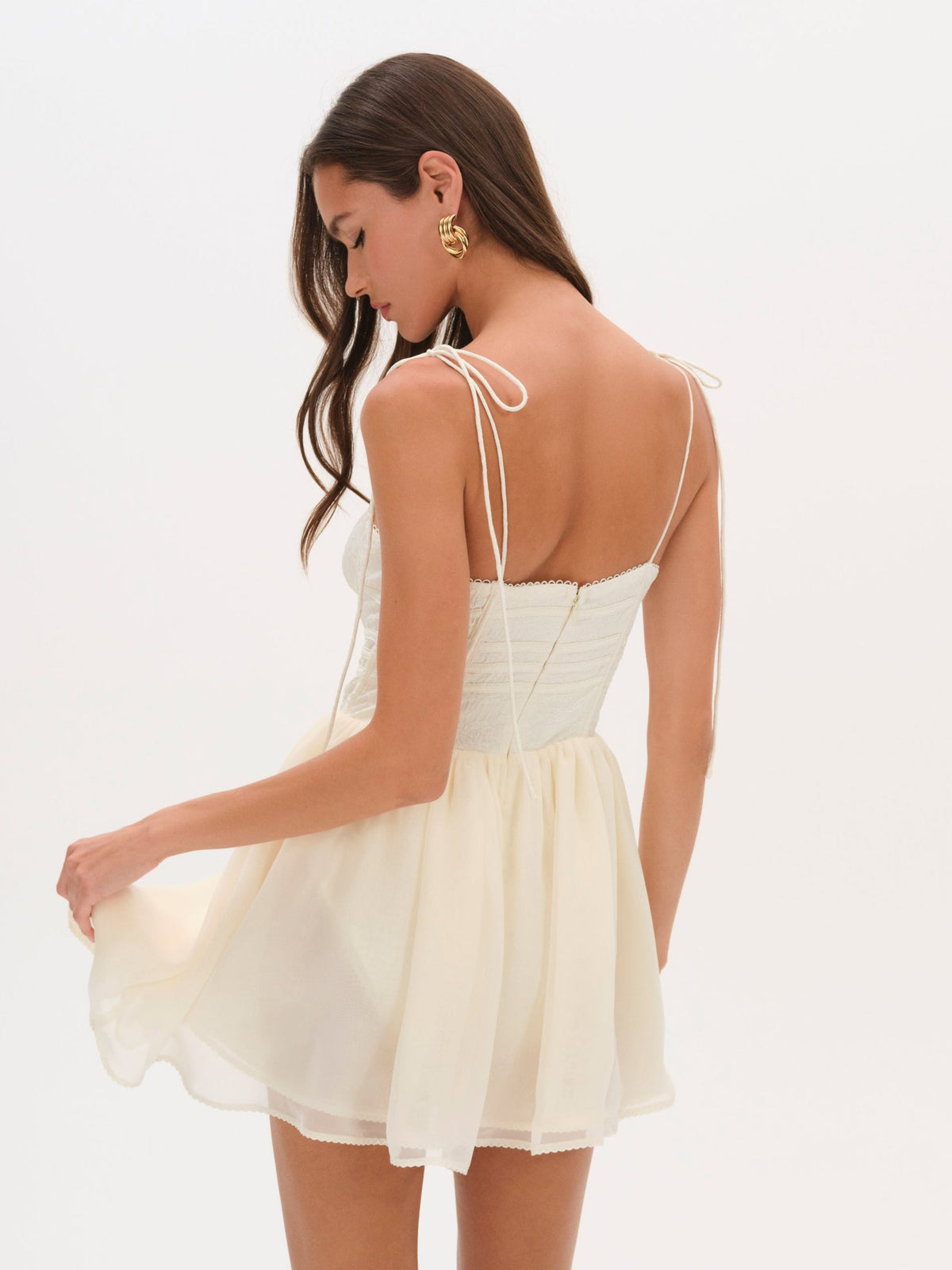 Rosie Jacquard Bustier Mini Dress - Cream