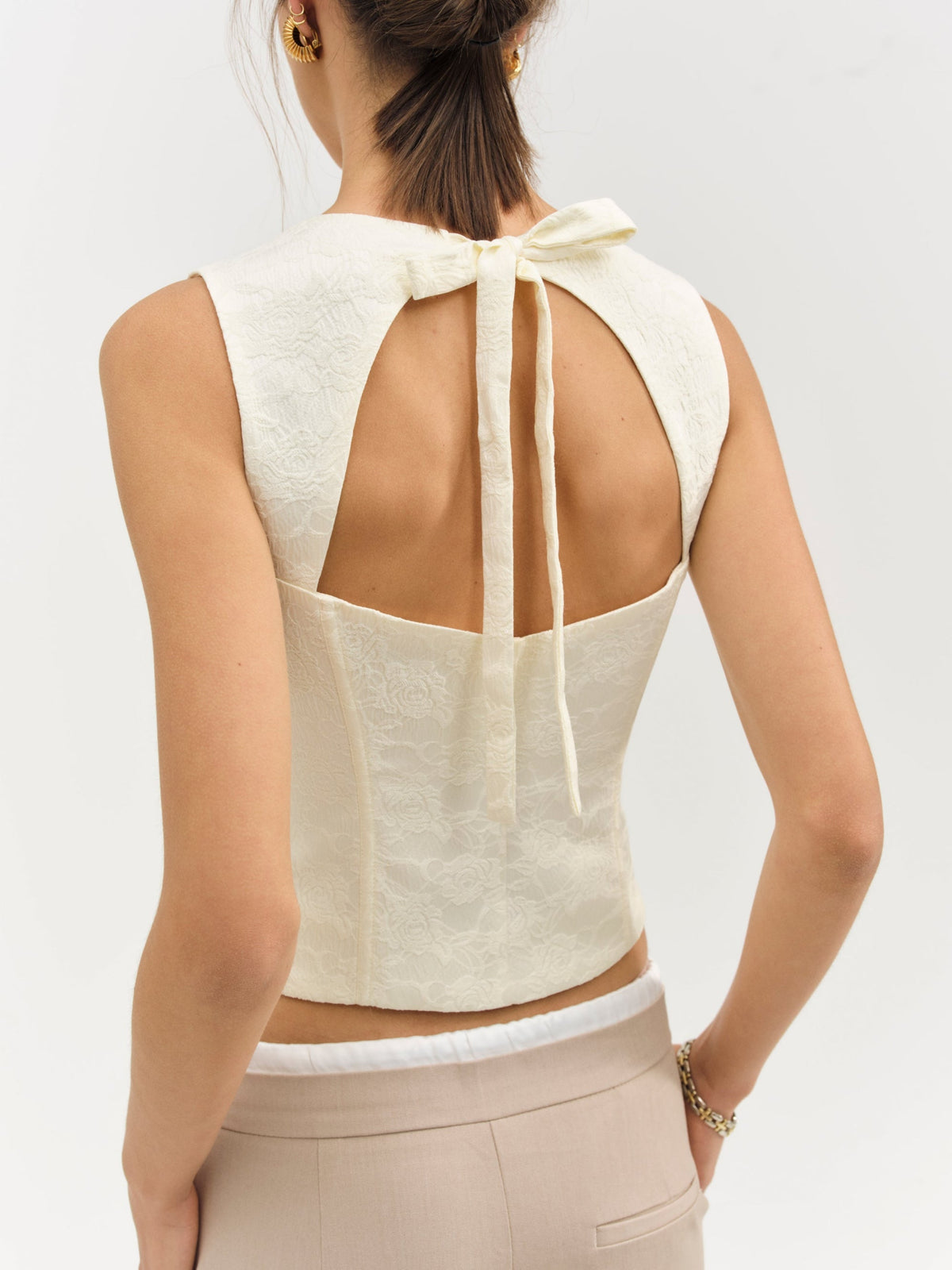 Rosie Jacquard Top - Cream