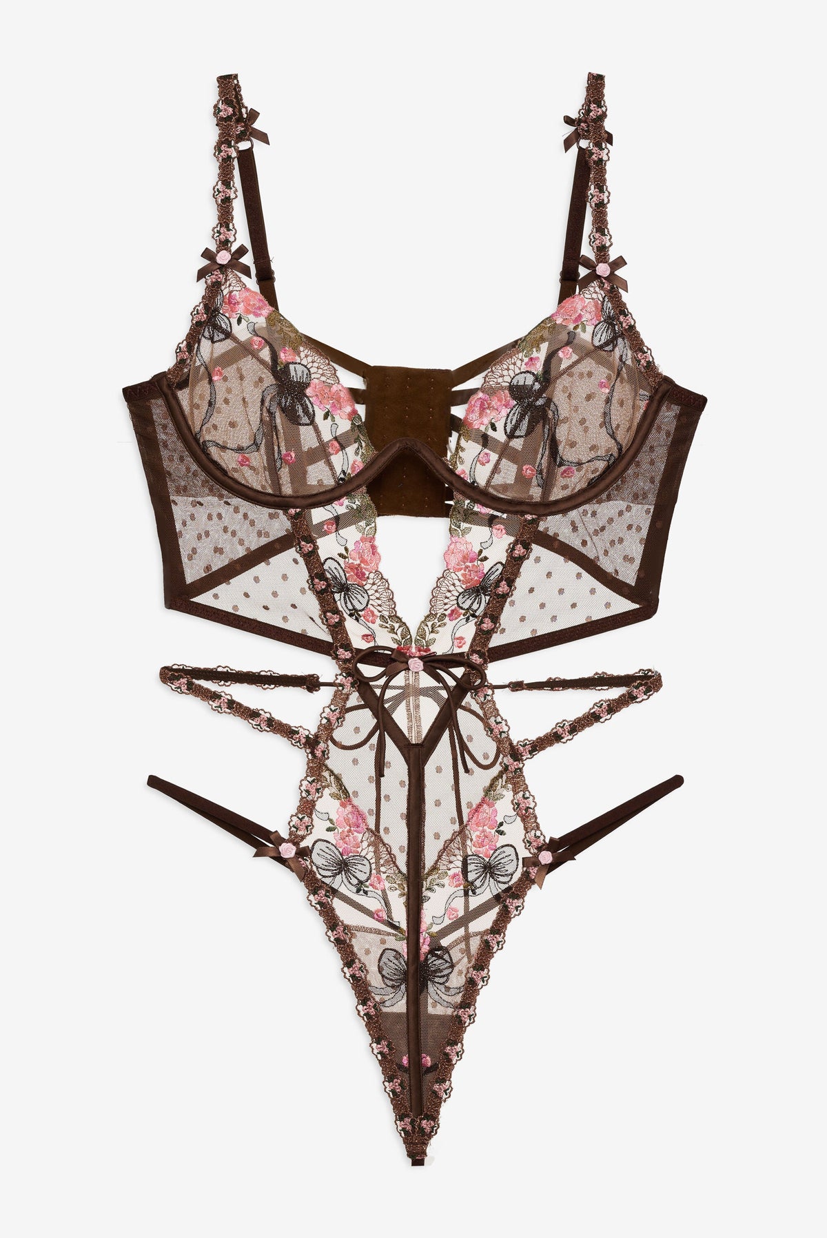Runaway Bows Bodysuit - Brown