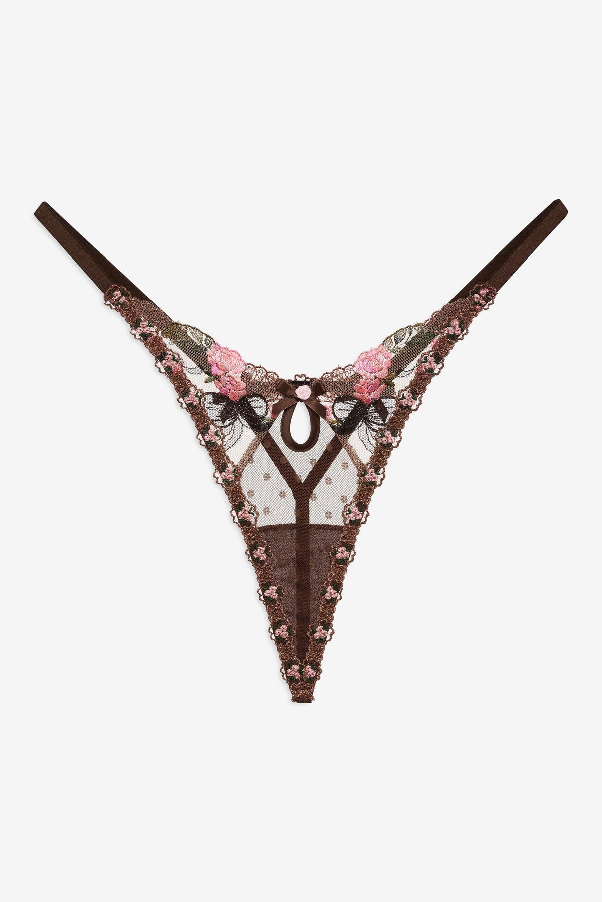 Runaway Bows Thong Panty - Brown