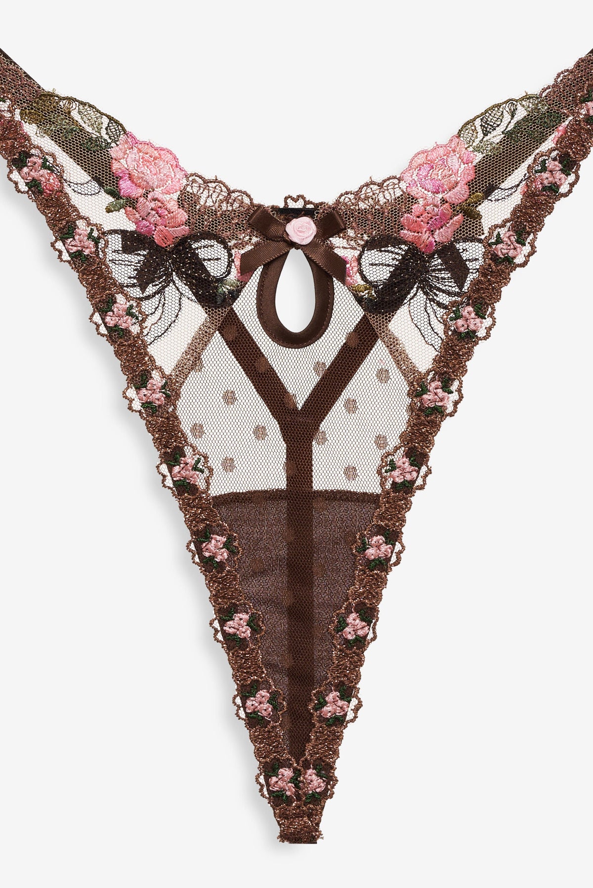 Runaway Bows Thong Panty - Brown