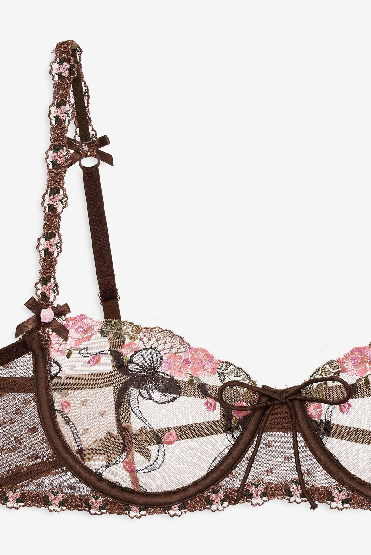 Runaway Bows Underwire Bra - Brown