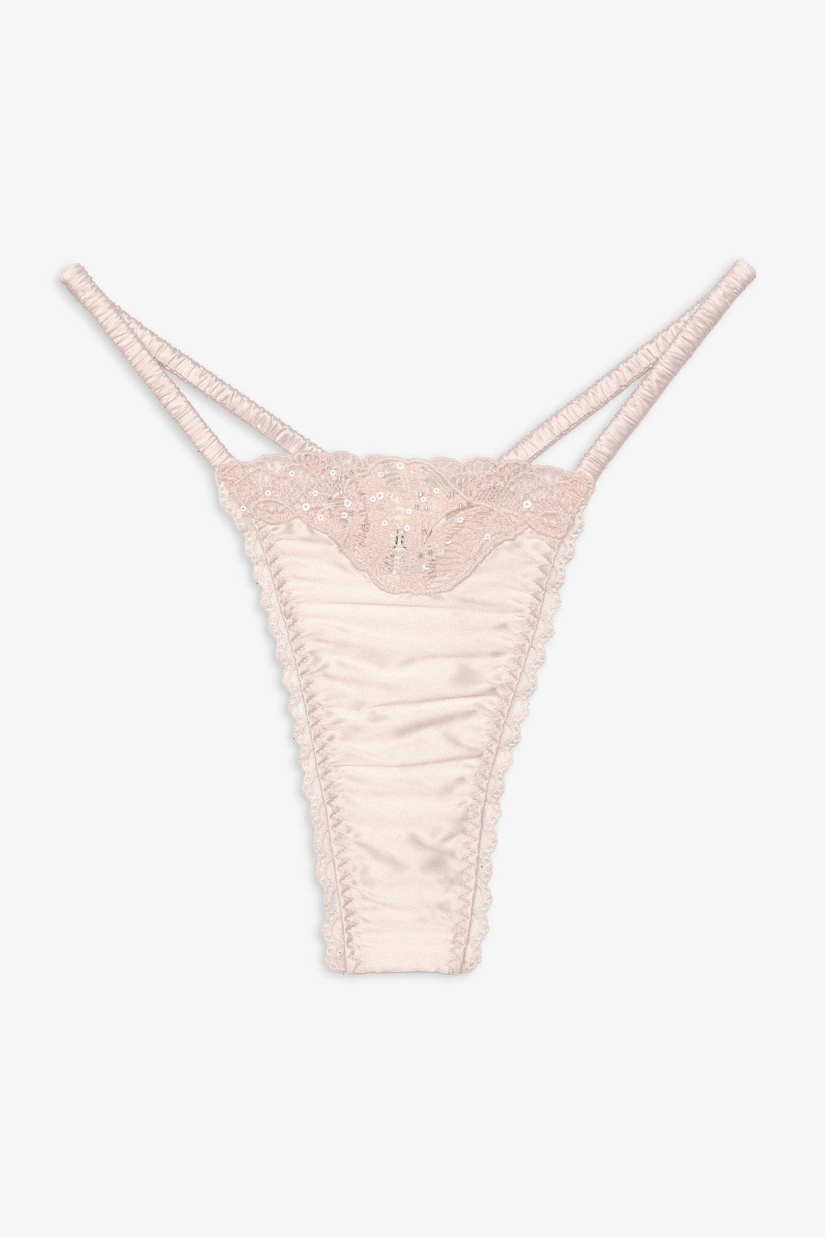 Seashell Beaded Thong Panty - Peach