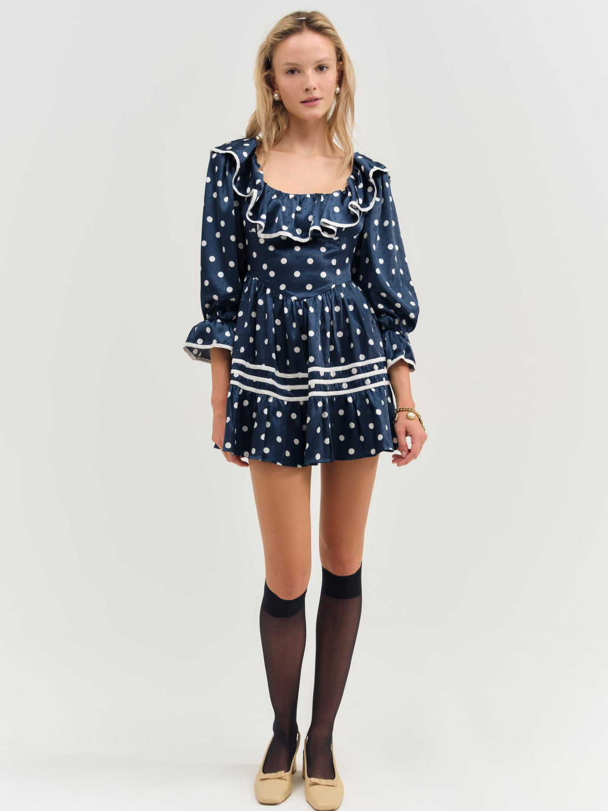 Seaside Dot Mini Dress - Navy
