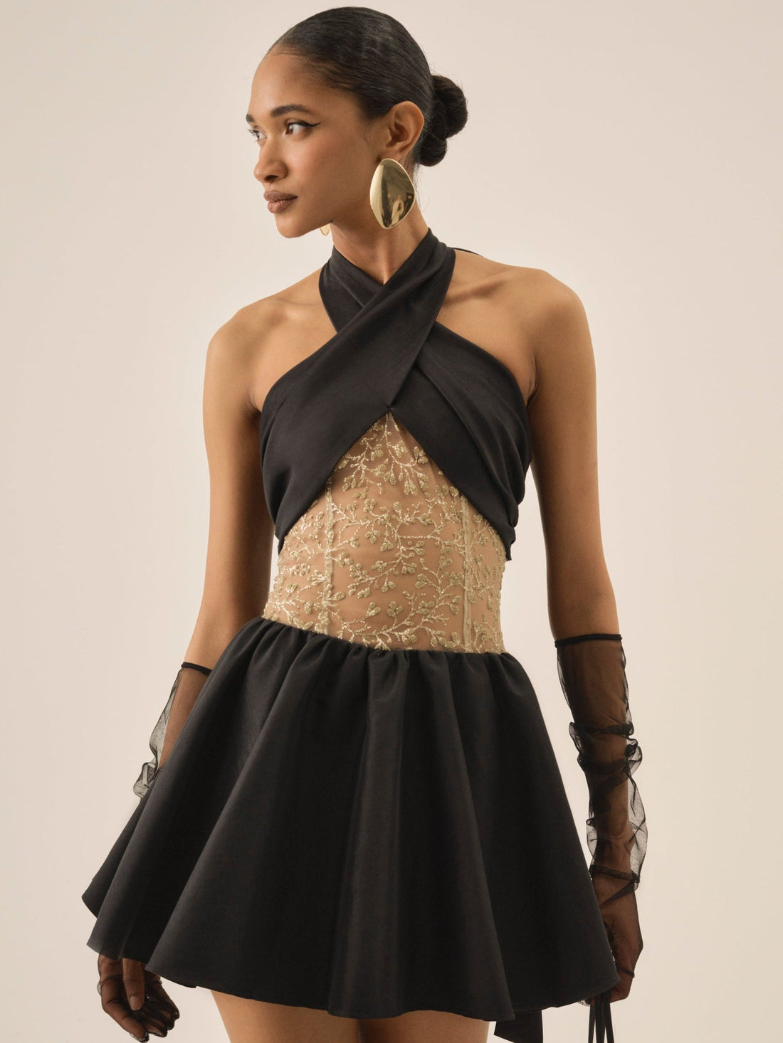 Shimmering Petals Mini Dress