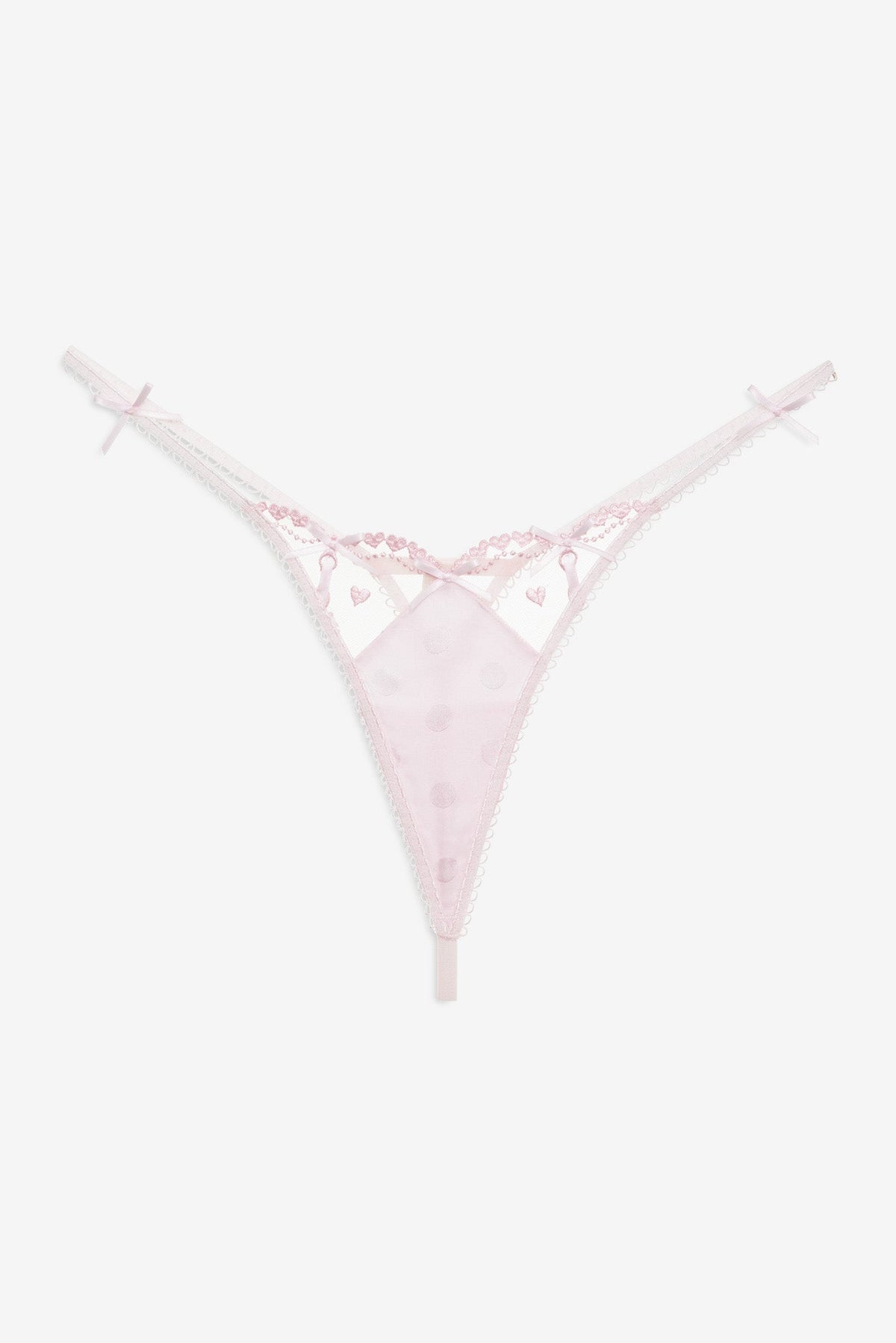 Slotted Hearts Thong Panty - Pink
