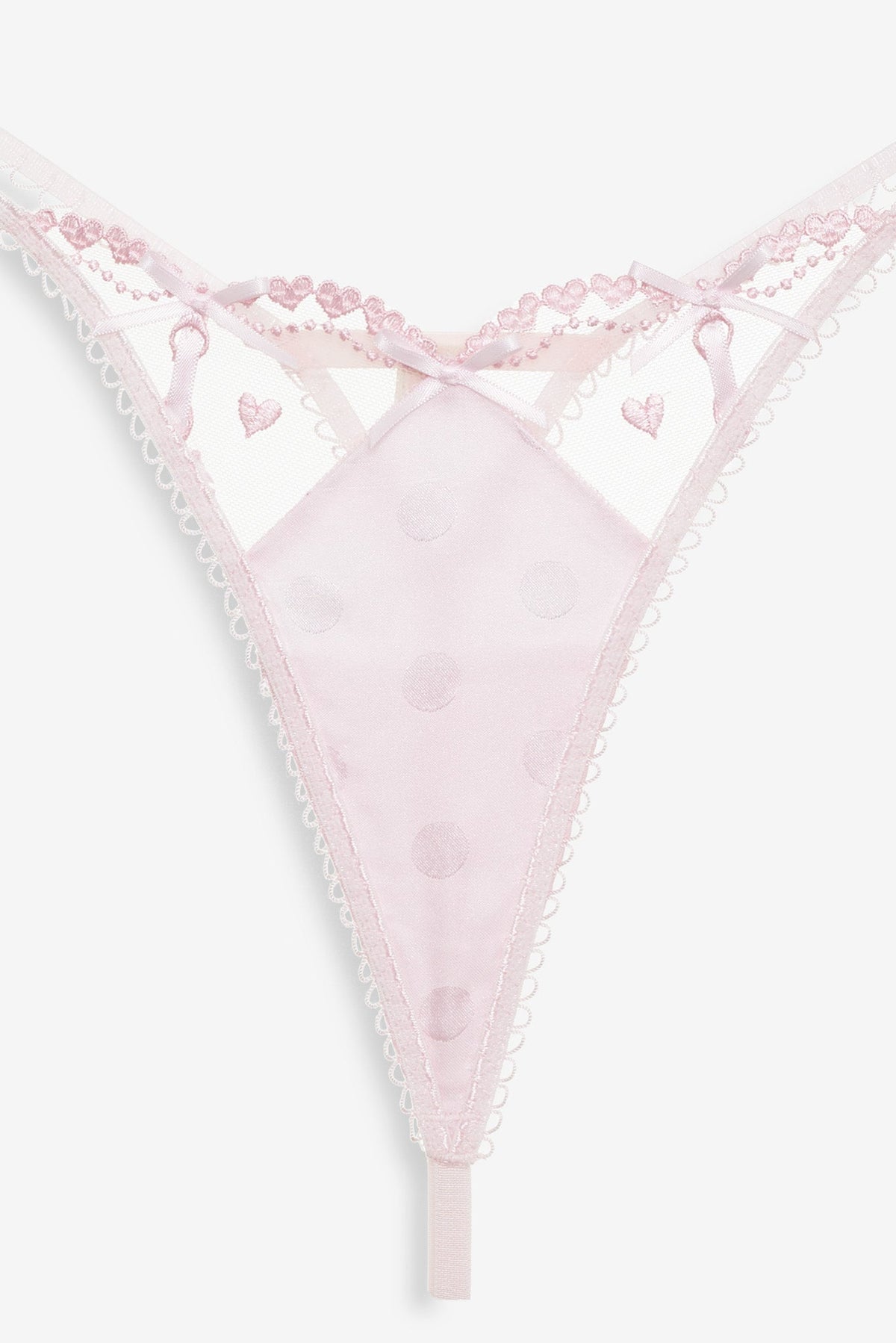 Slotted Hearts Thong Panty - Pink