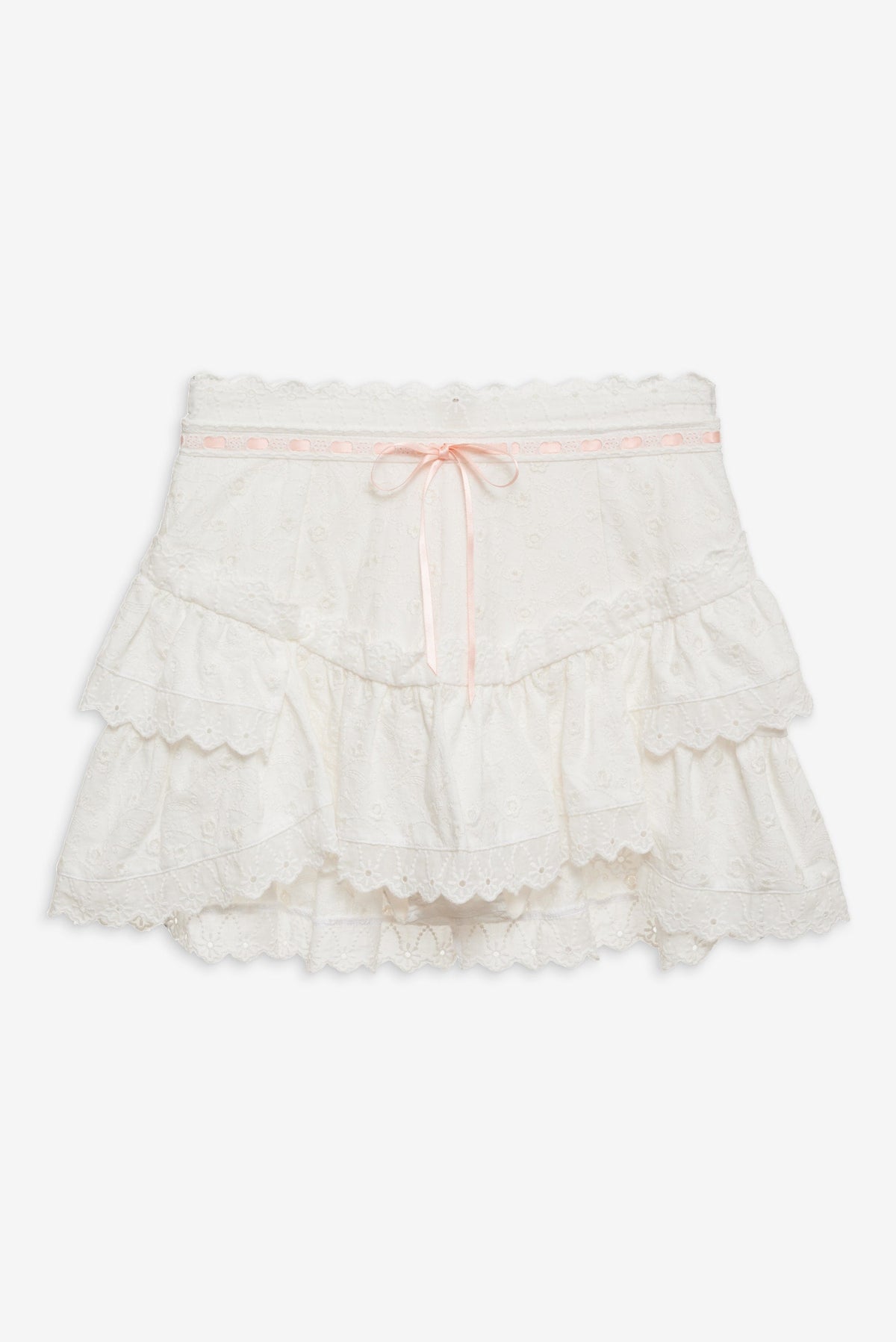 Summer Swirl Eyelet Mini Skirt - White
