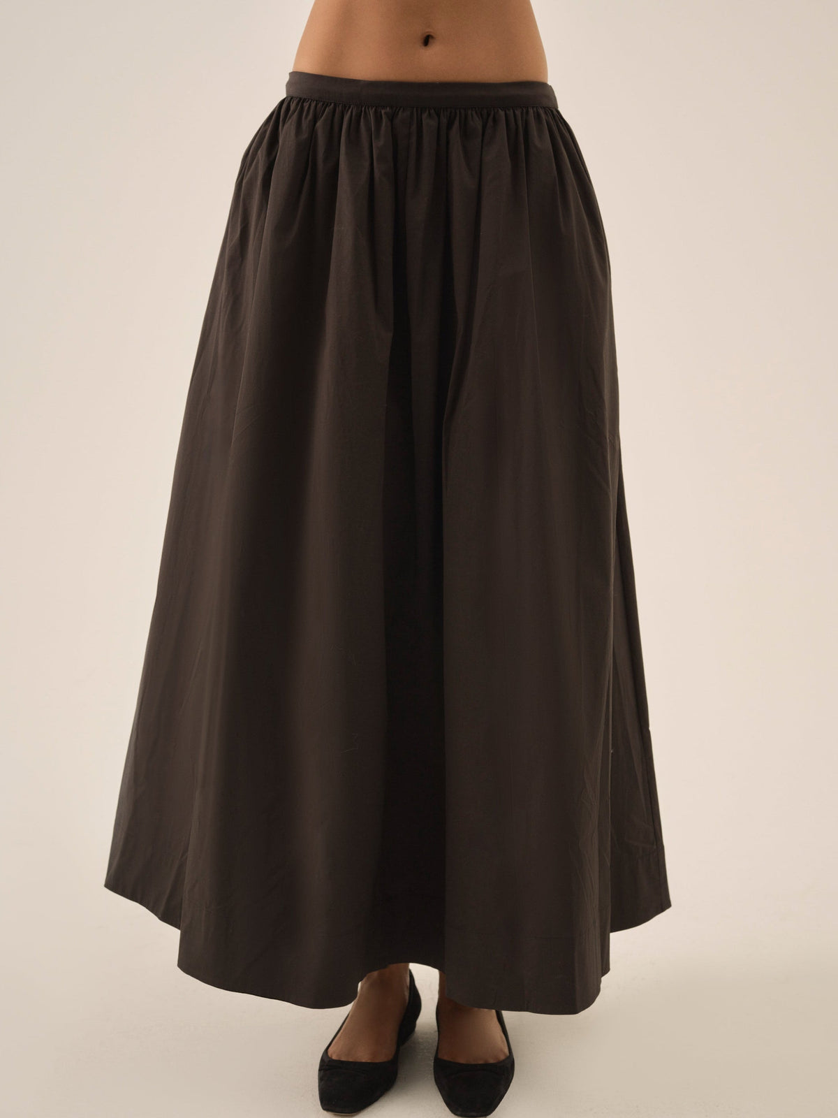 Train Station Poplin Maxi Skirt - Black