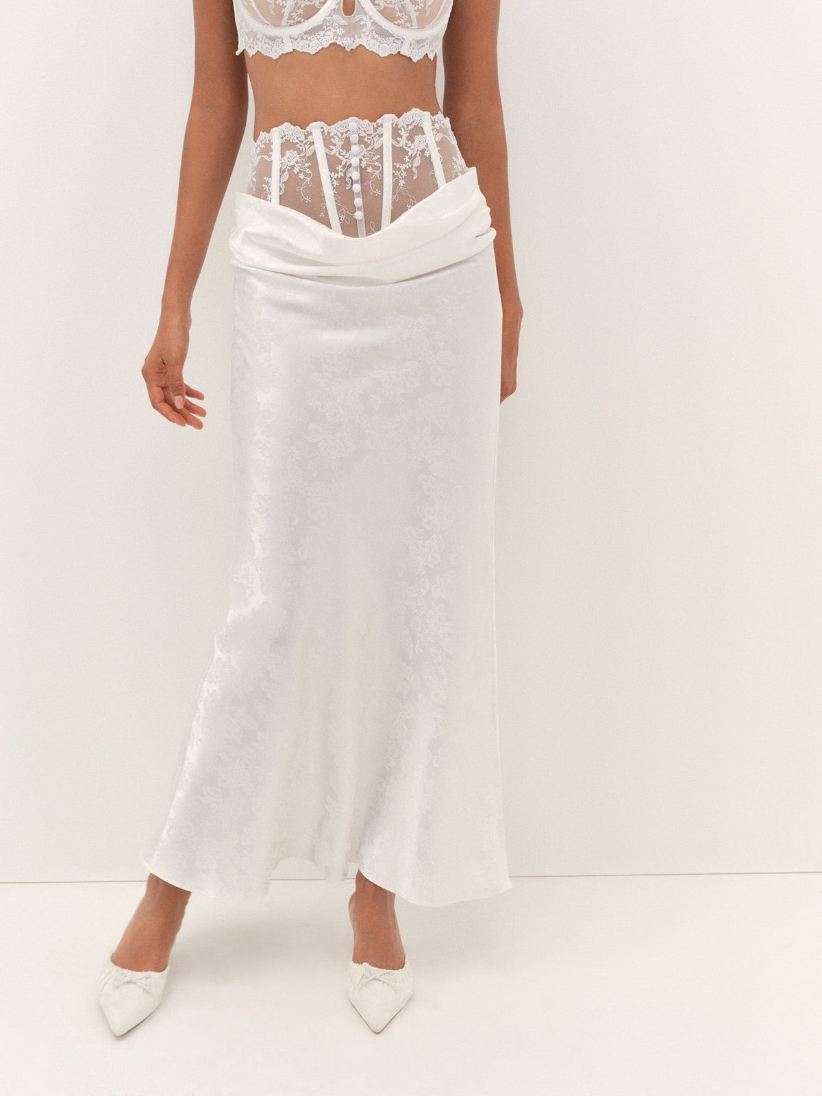 Rita Rose Maxi Skirt - White