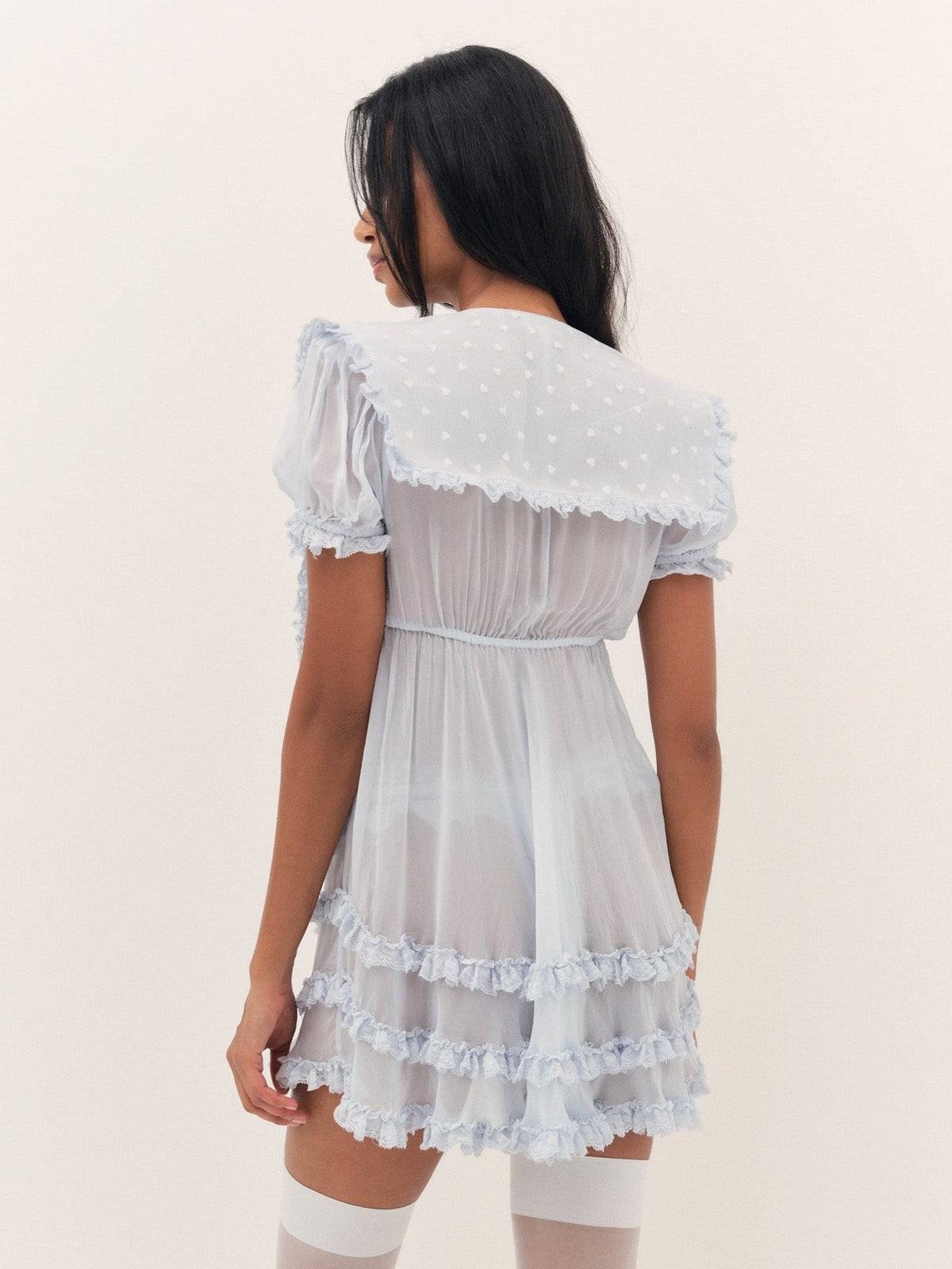 Organza Hearts Babydoll Slip Dress - Baby Blue