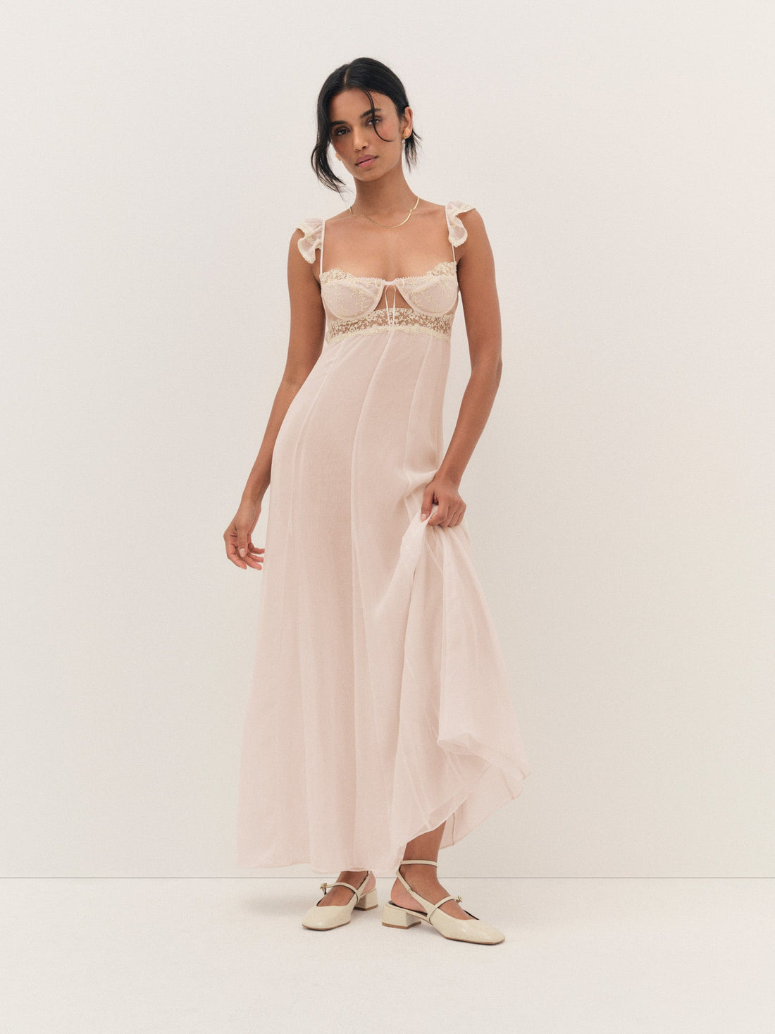 Gilded Lace Maxi Slip Dress