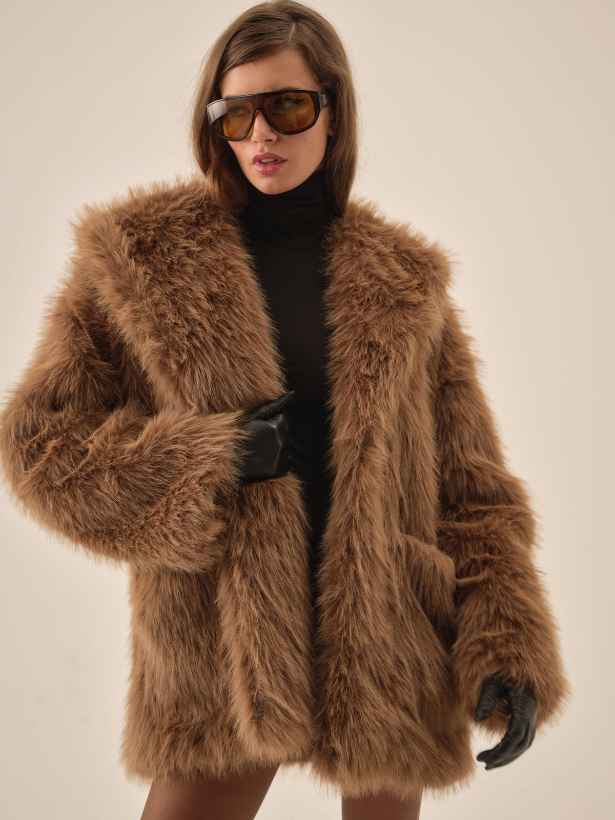 Warm Honey Faux Fur Jacket  - Brown