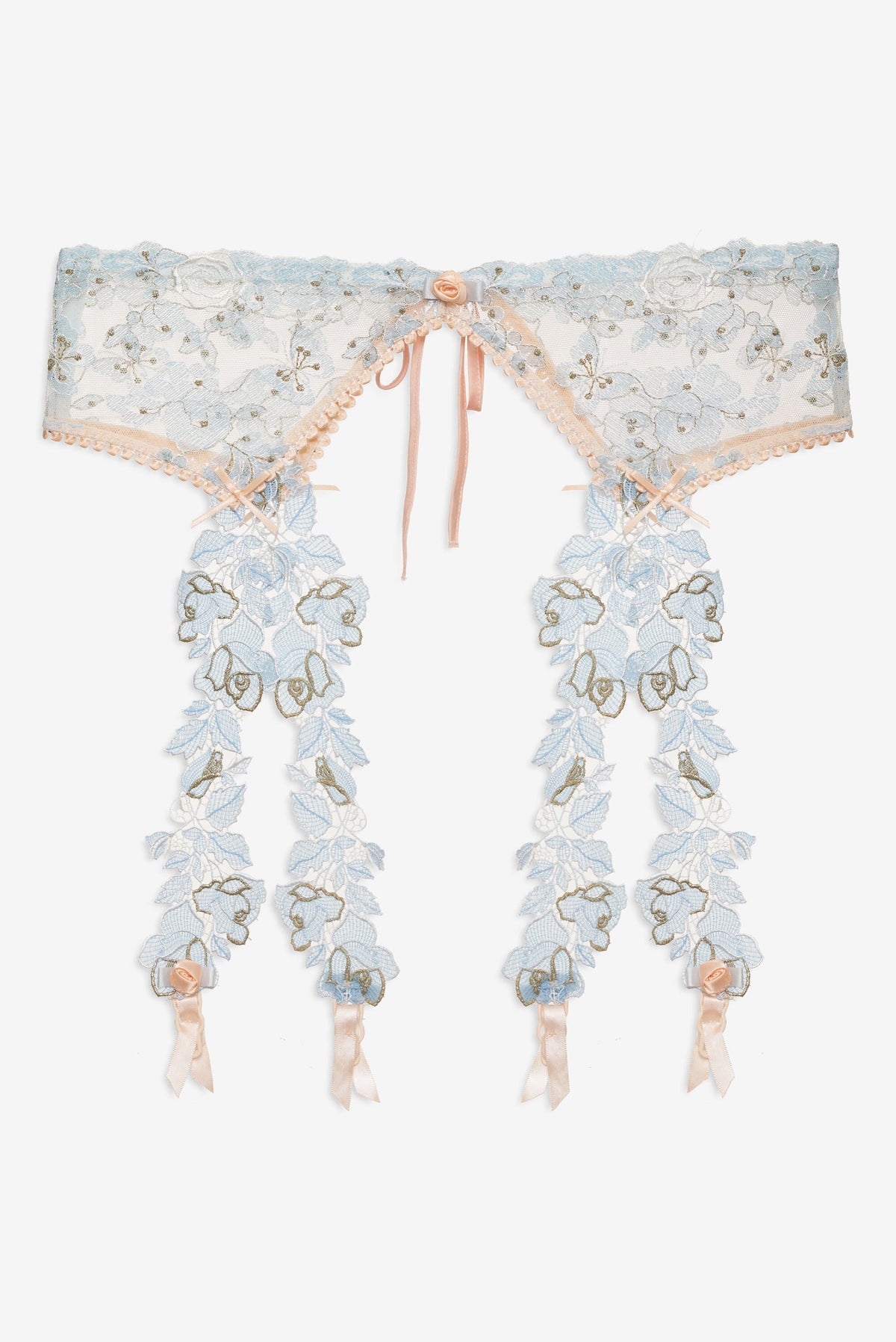 Winter Roses Garter Belt - Blue
