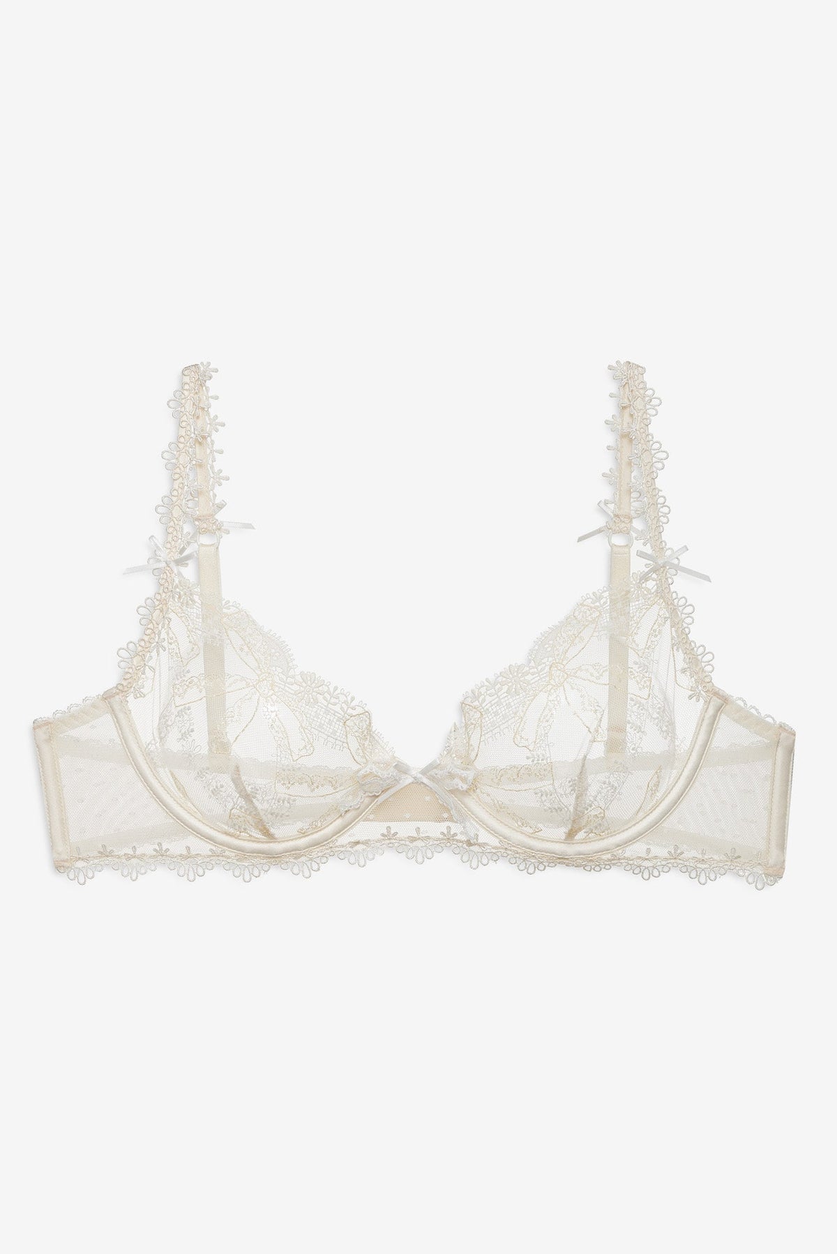 Chantilly Bows Underwire Bra - Tan
